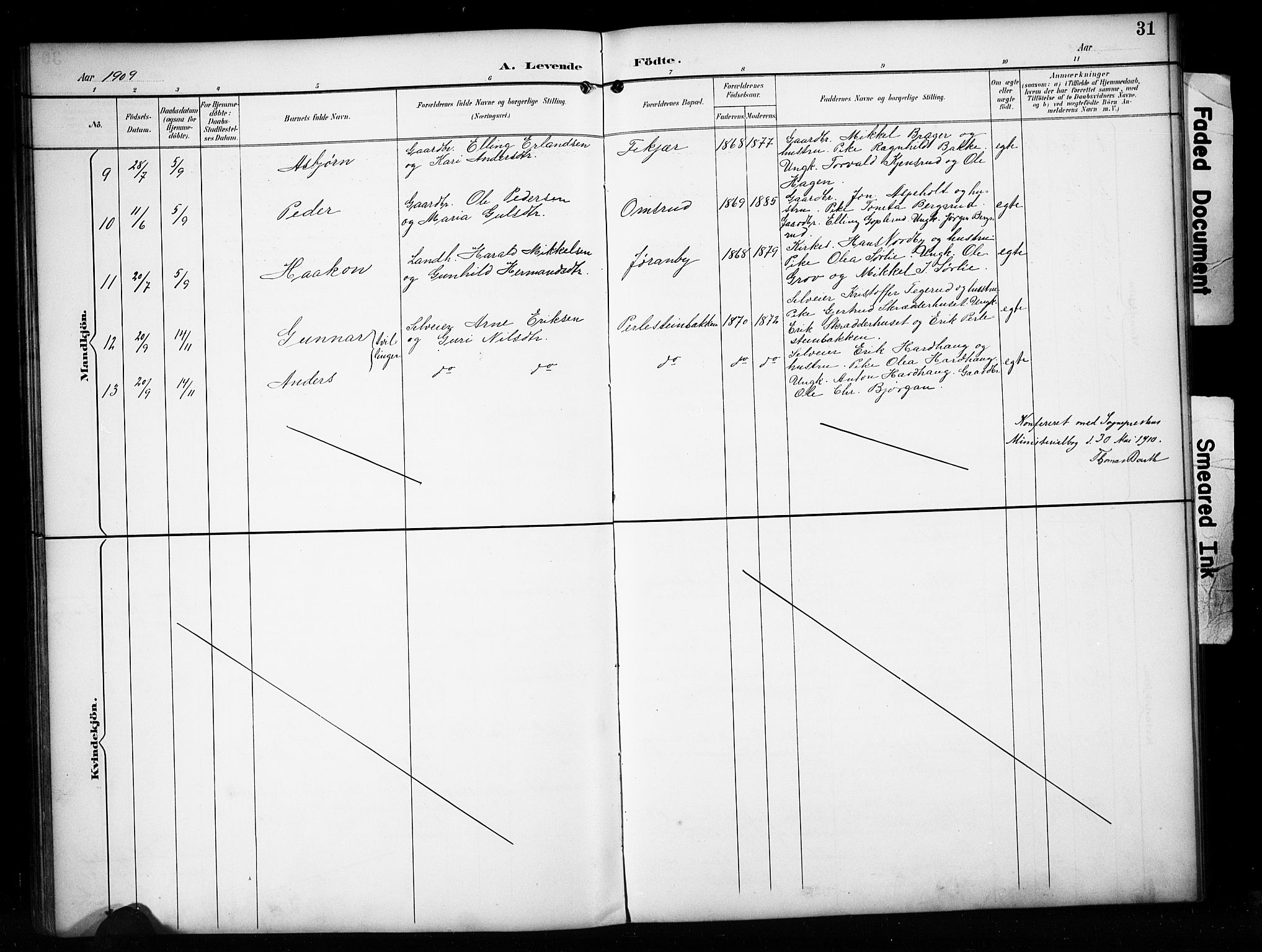 Sør-Aurdal prestekontor, SAH/PREST-128/H/Ha/Hab/L0017: Parish register (copy) no. 17, 1894-1923, p. 31