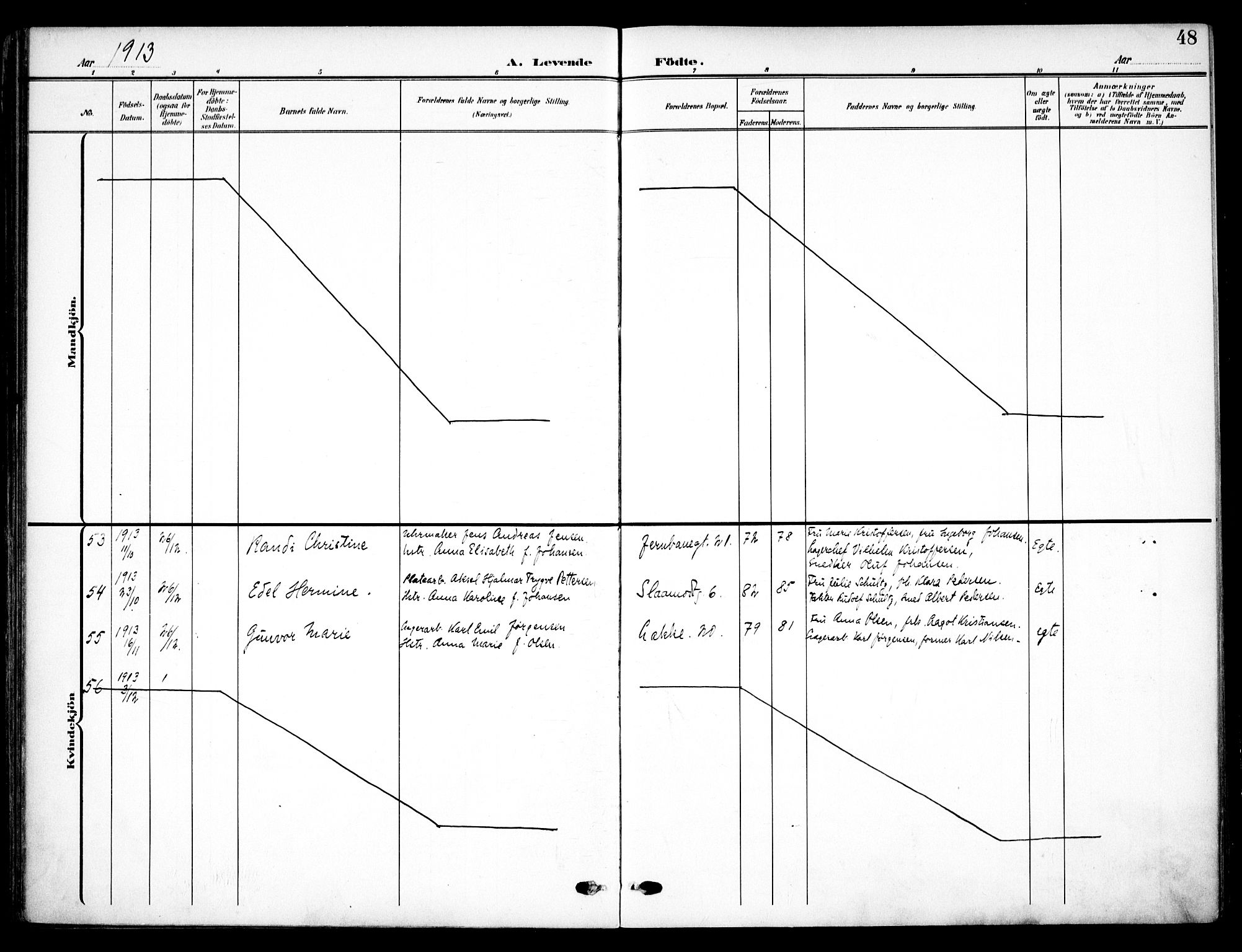 Vaterland prestekontor Kirkebøker, AV/SAO-A-10880/F/Fa/L0001: Parish register (official) no. 1, 1907-1930, p. 48