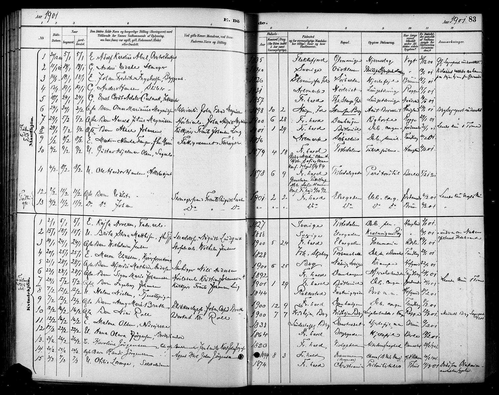 Halden prestekontor Kirkebøker, SAO/A-10909/F/Fa/L0014: Parish register (official) no. I 14, 1890-1906, p. 83