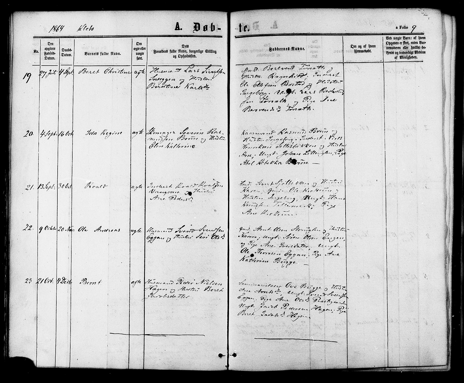 Ministerialprotokoller, klokkerbøker og fødselsregistre - Sør-Trøndelag, SAT/A-1456/618/L0442: Parish register (official) no. 618A06 /1, 1863-1879, p. 9