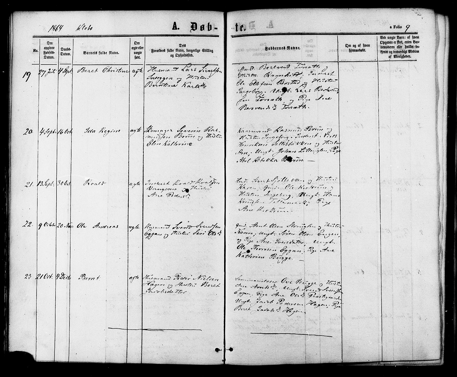 Ministerialprotokoller, klokkerbøker og fødselsregistre - Sør-Trøndelag, AV/SAT-A-1456/618/L0442: Parish register (official) no. 618A06 /1, 1863-1879, p. 9