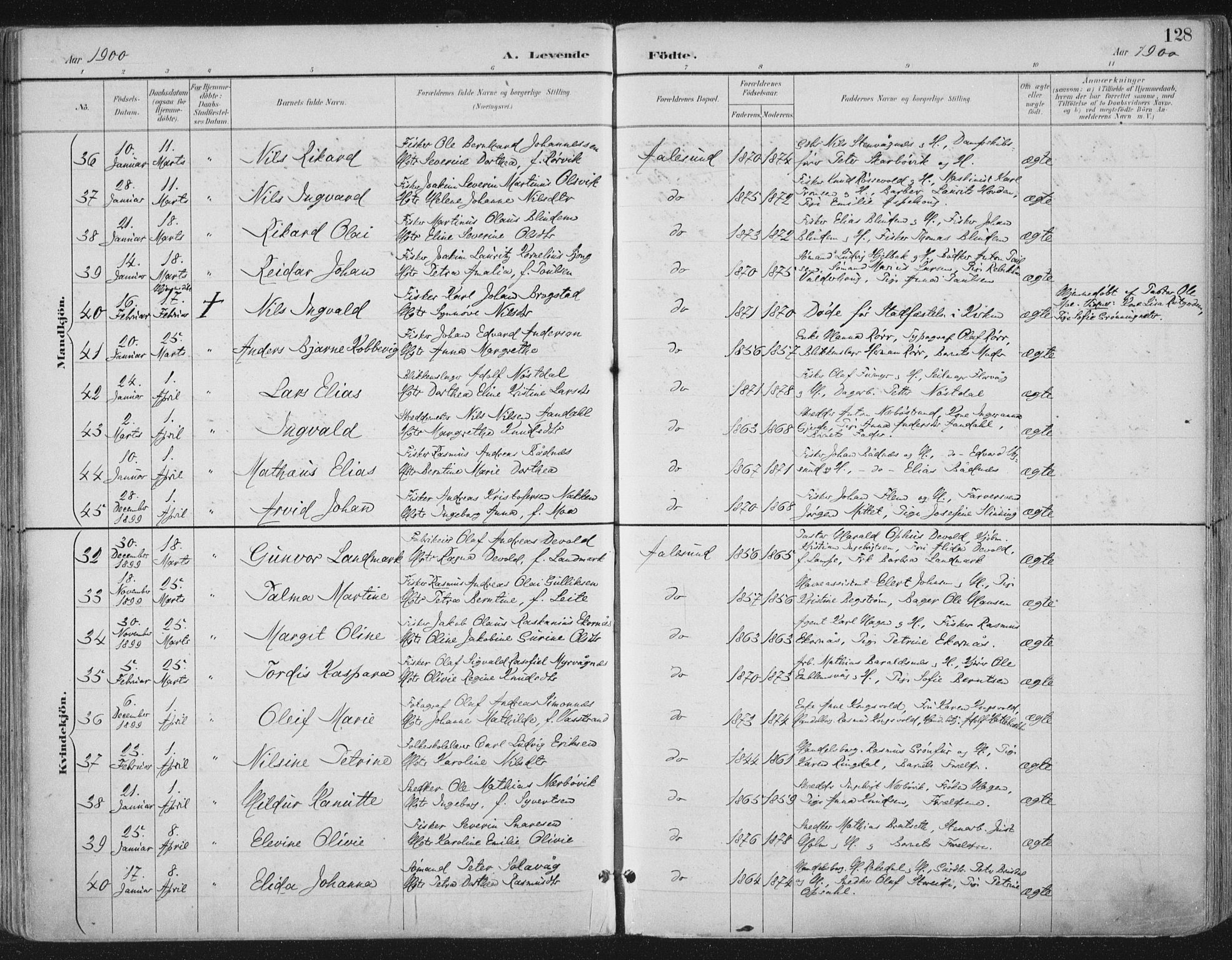 Ministerialprotokoller, klokkerbøker og fødselsregistre - Møre og Romsdal, AV/SAT-A-1454/529/L0456: Parish register (official) no. 529A06, 1894-1906, p. 128