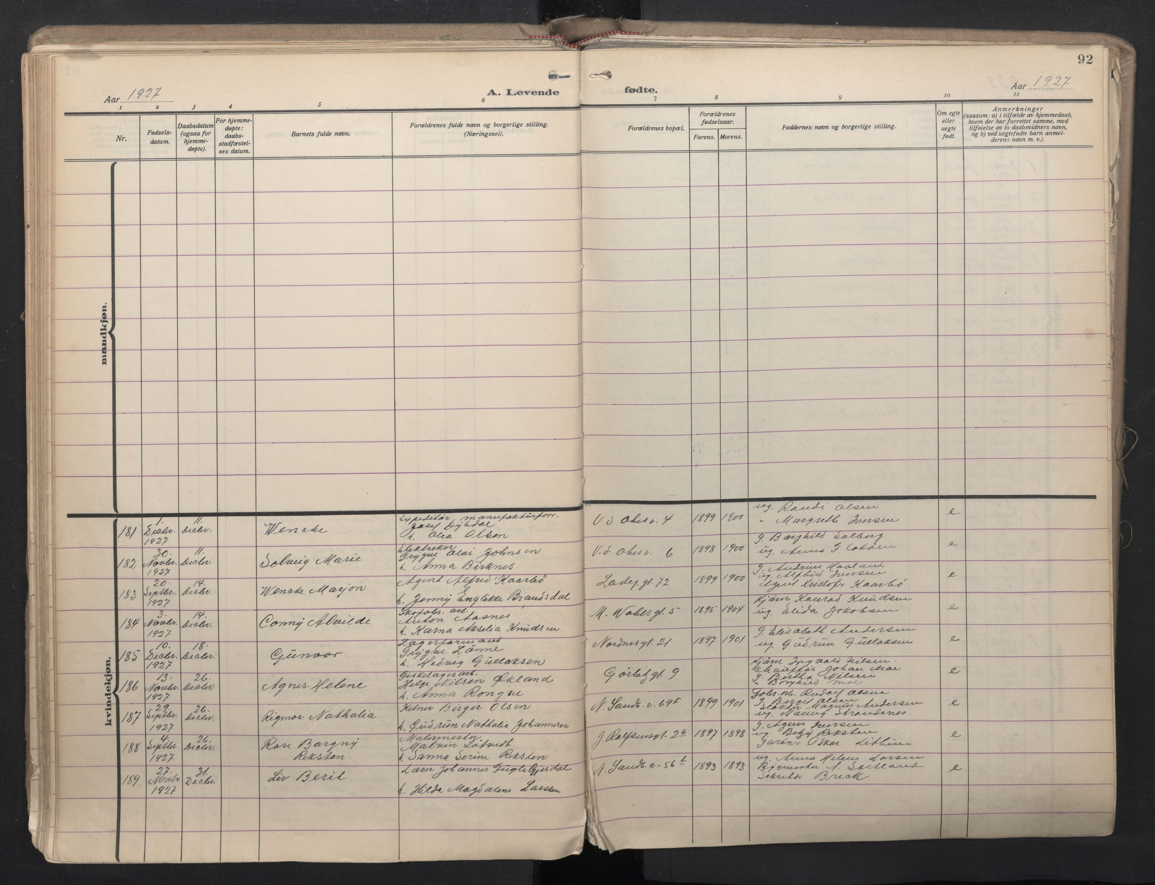 Sandviken Sokneprestembete, SAB/A-77601/H/Ha/L0008: Parish register (official) no. B 5, 1924-1944, p. 92