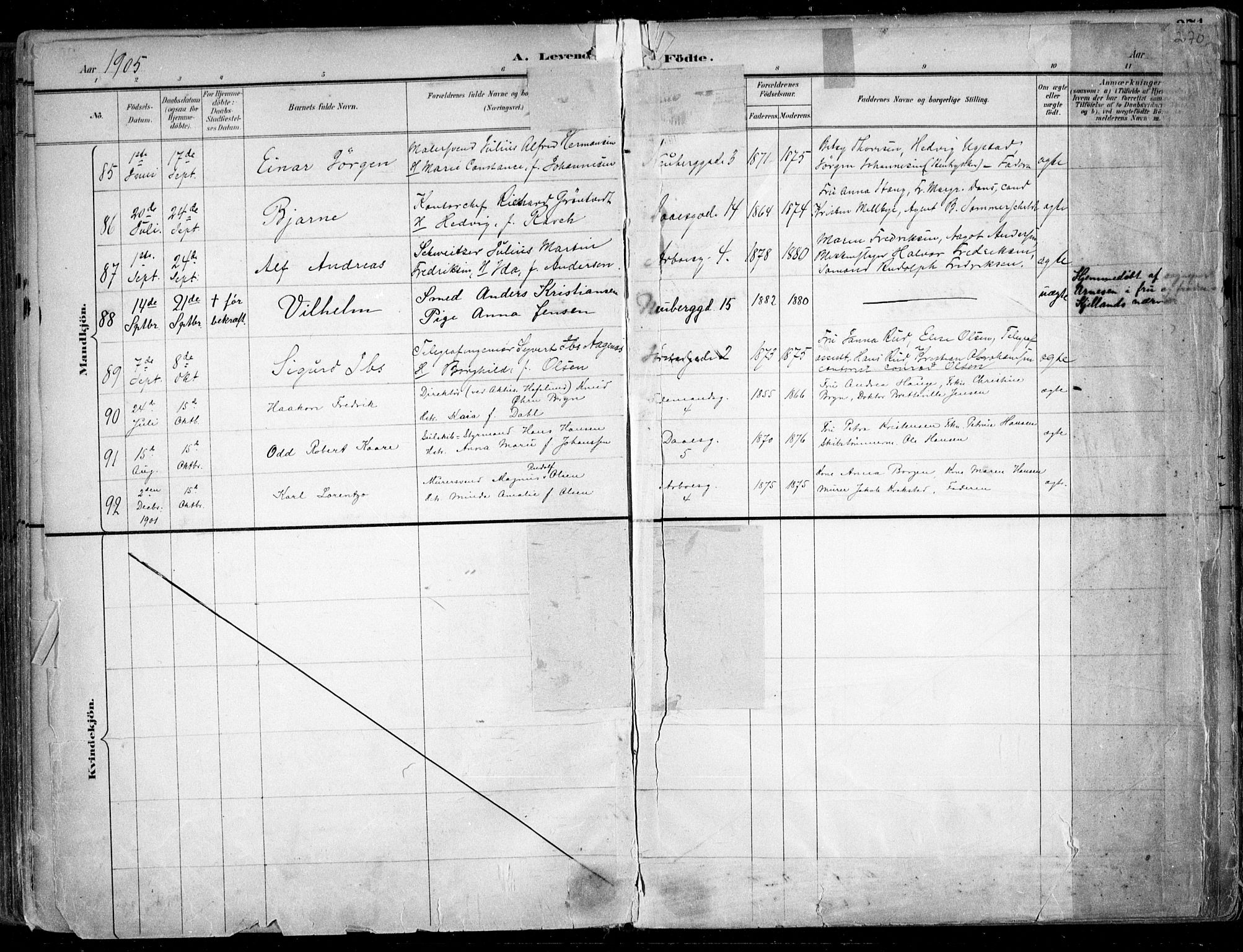 Uranienborg prestekontor Kirkebøker, AV/SAO-A-10877/F/Fa/L0005: Parish register (official) no. I 5, 1895-1907, p. 270