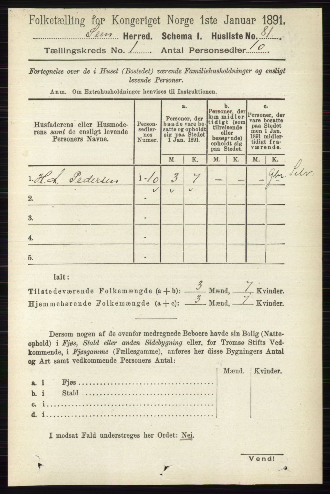 RA, 1891 census for 0721 Sem, 1891, p. 120