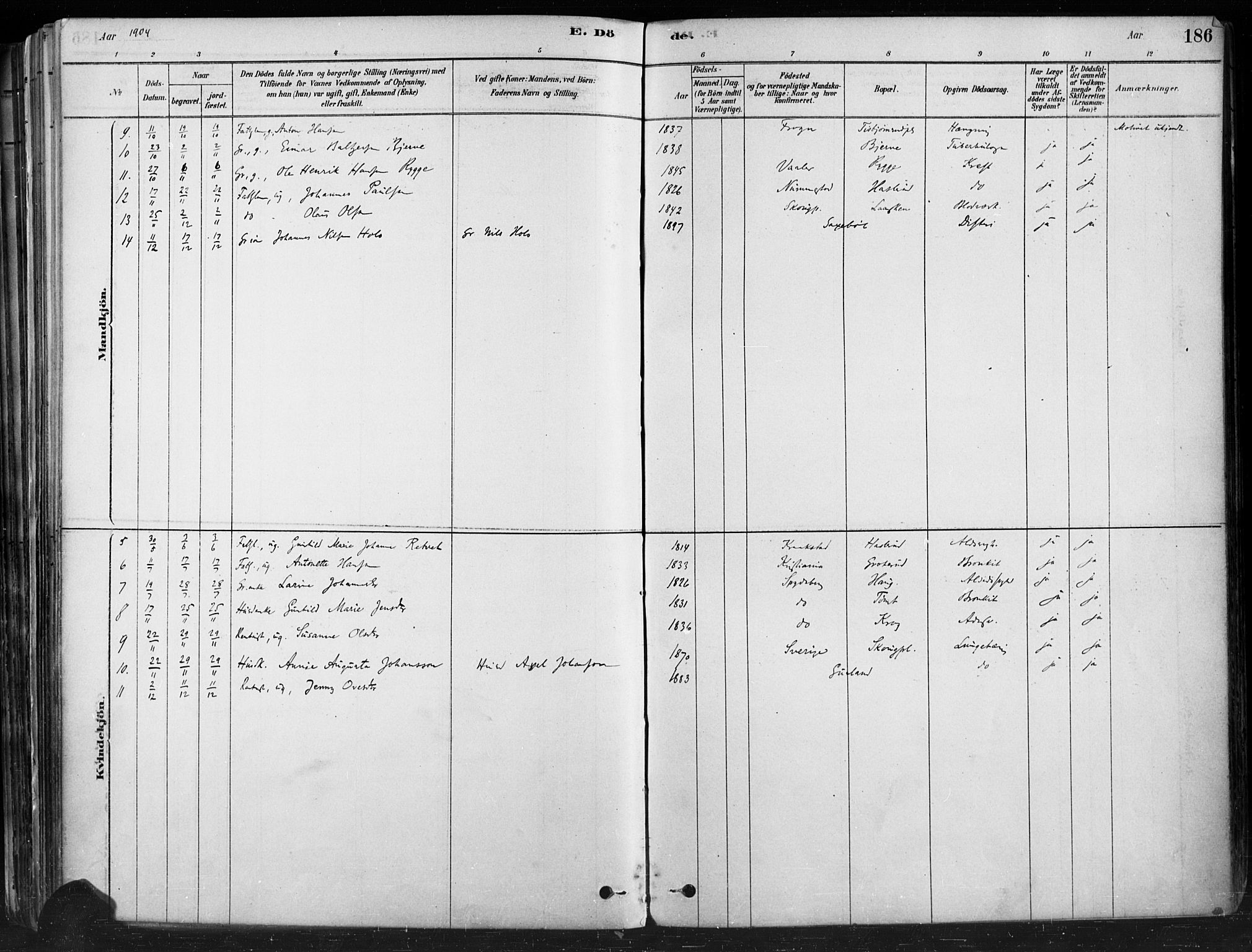 Hobøl prestekontor Kirkebøker, SAO/A-2002/F/Fa/L0005: Parish register (official) no. I 5, 1878-1904, p. 186