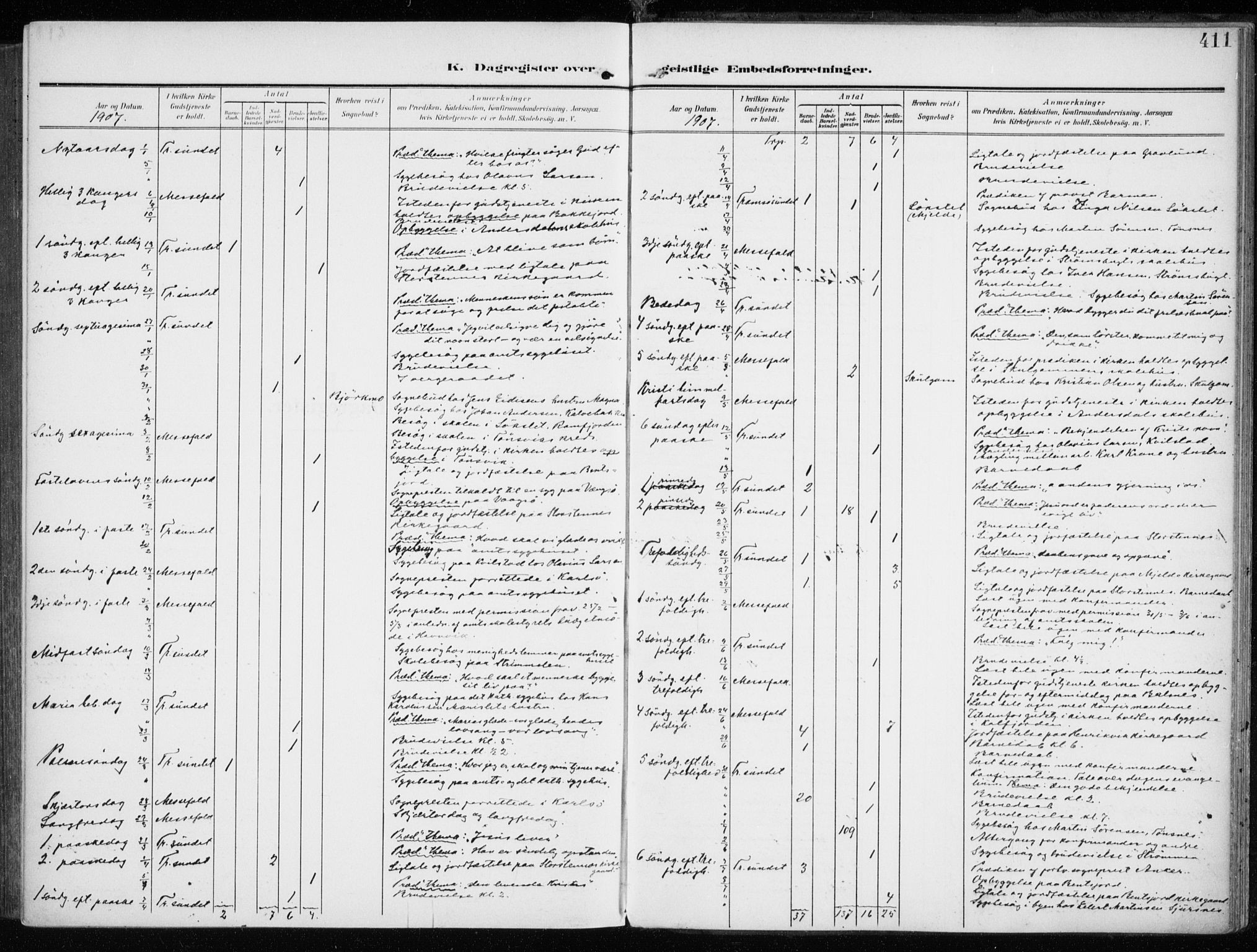 Tromsøysund sokneprestkontor, SATØ/S-1304/G/Ga/L0007kirke: Parish register (official) no. 7, 1907-1914, p. 411