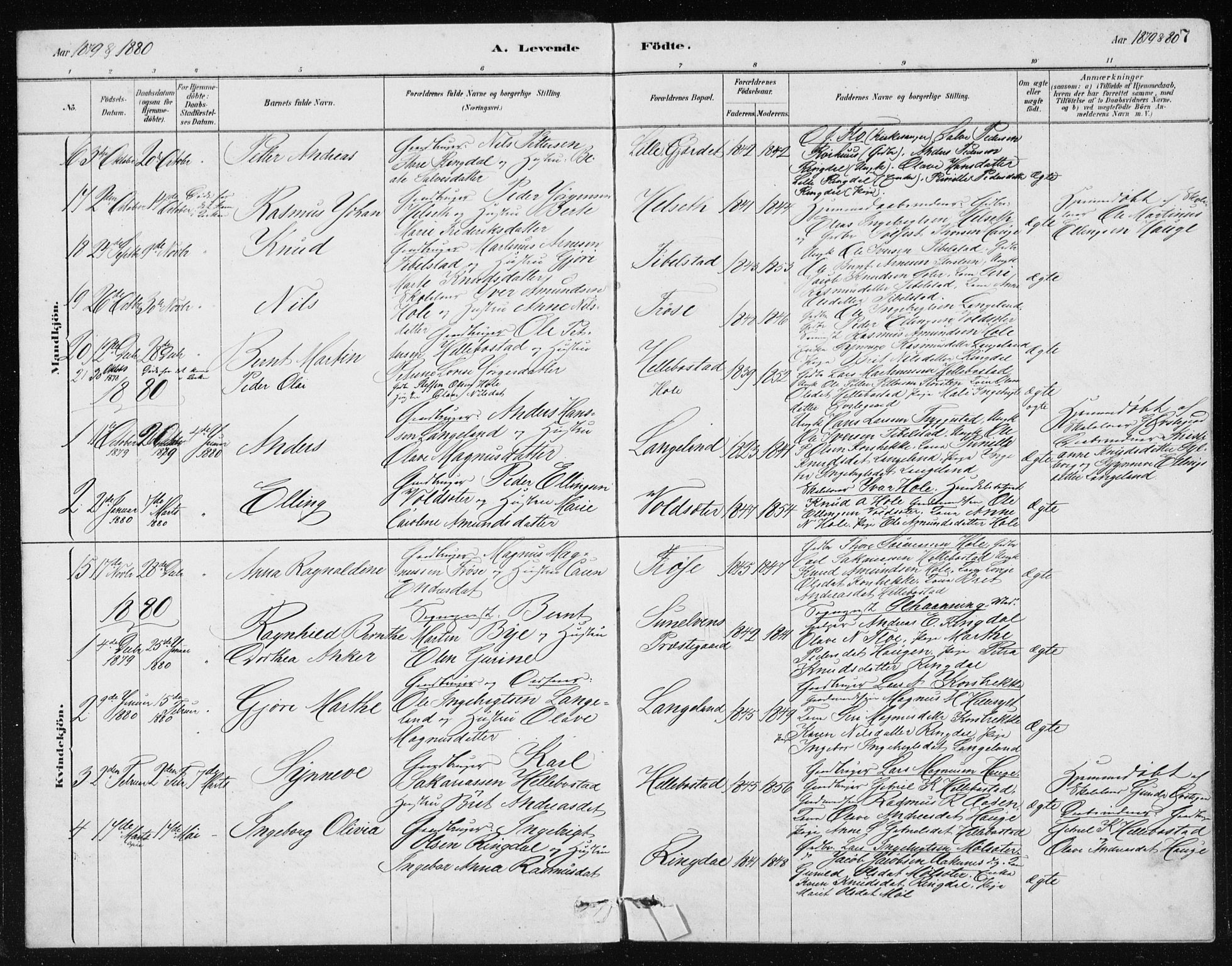 Ministerialprotokoller, klokkerbøker og fødselsregistre - Møre og Romsdal, SAT/A-1454/517/L0230: Parish register (copy) no. 517C03, 1879-1912, p. 7