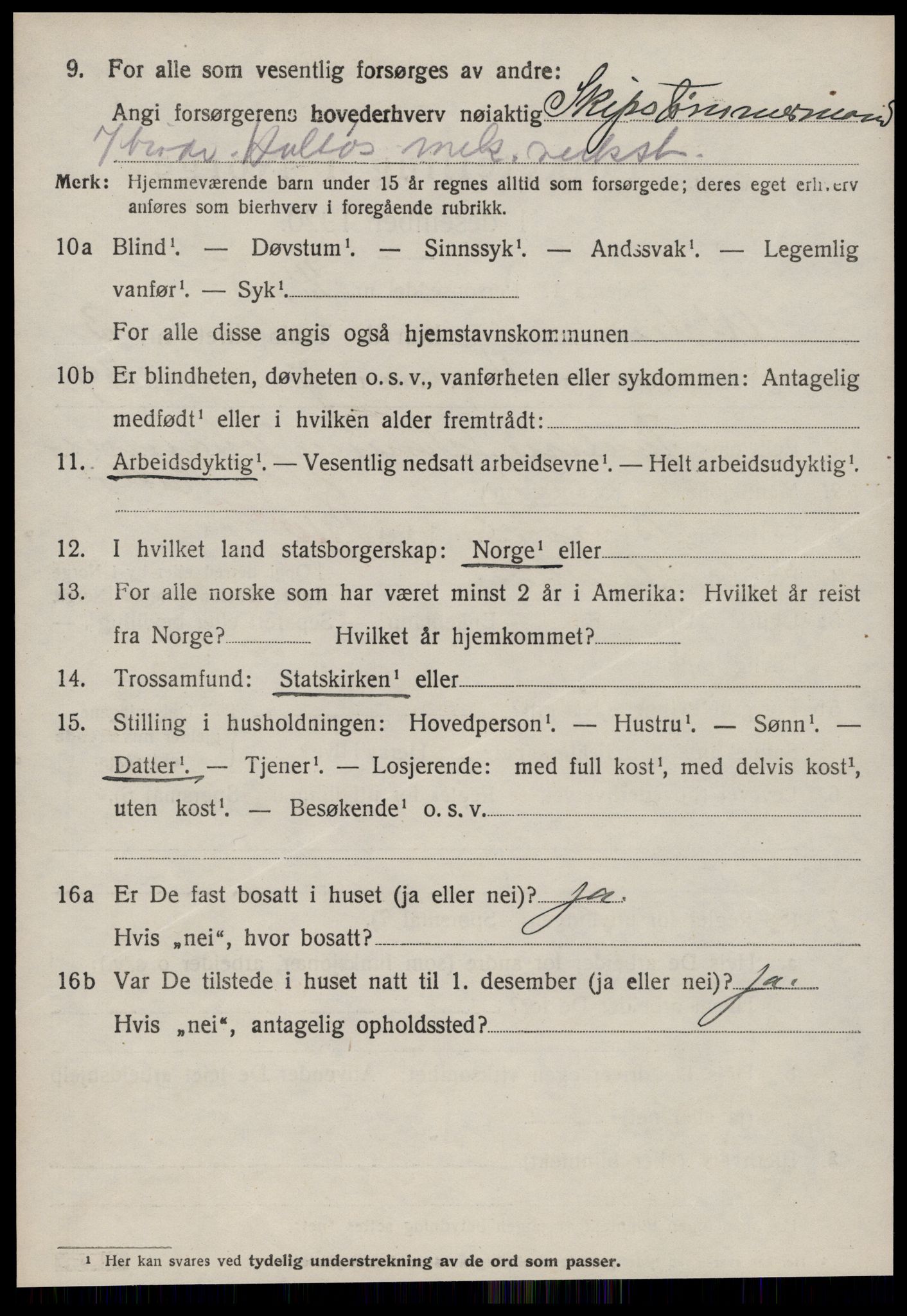 SAT, 1920 census for Ulstein, 1920, p. 1681