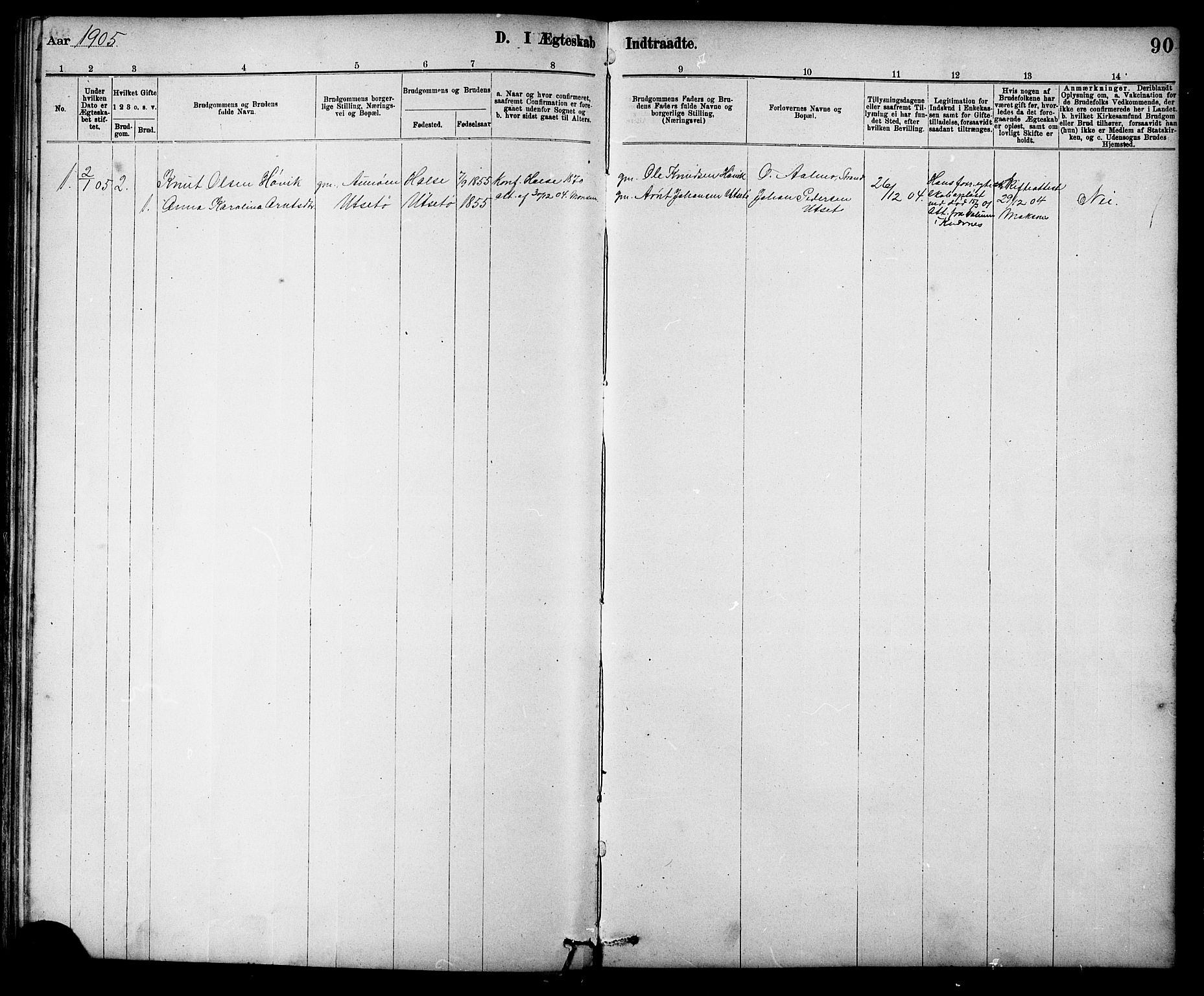 Ministerialprotokoller, klokkerbøker og fødselsregistre - Sør-Trøndelag, SAT/A-1456/639/L0573: Parish register (copy) no. 639C01, 1890-1905, p. 90