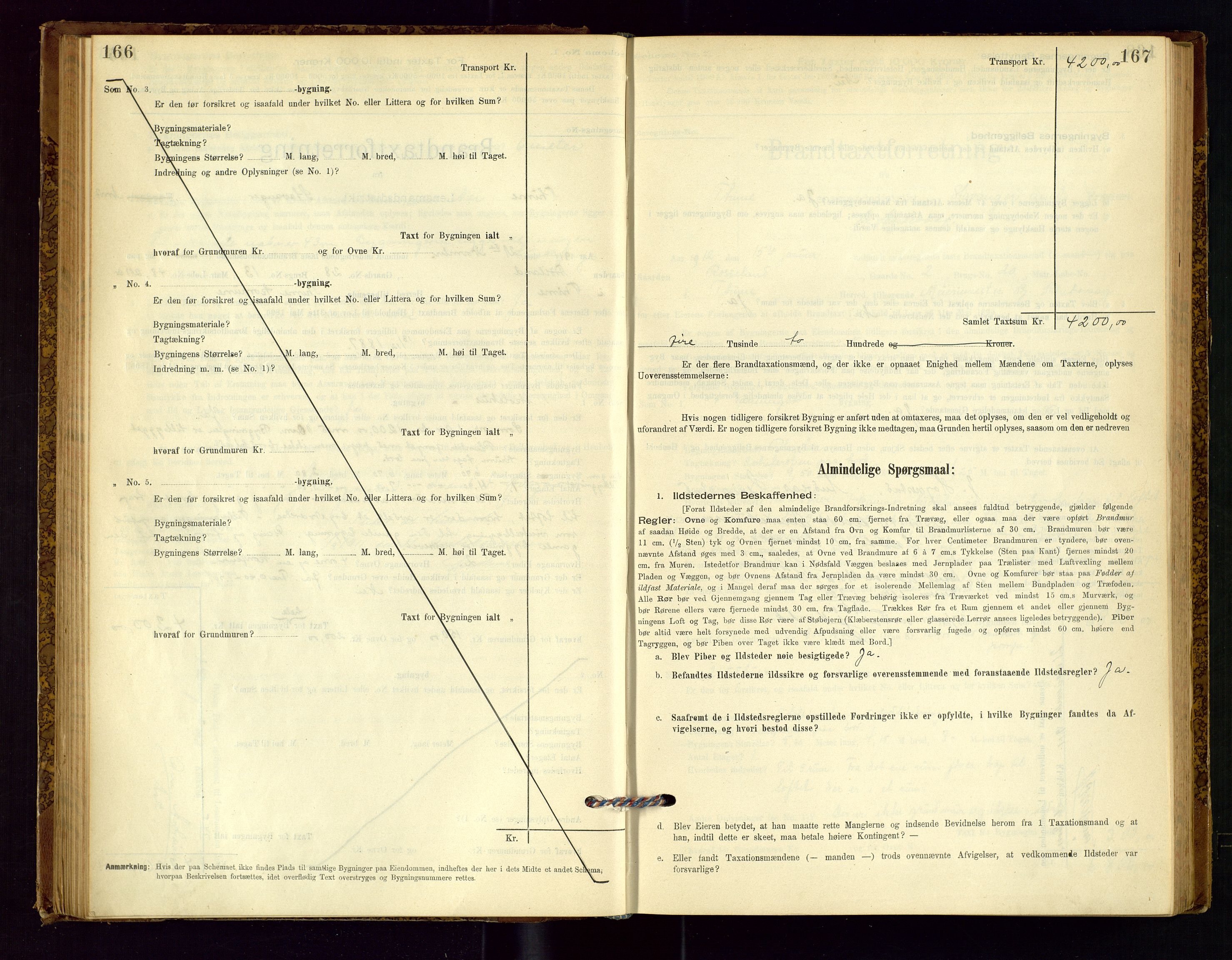 Time lensmannskontor, AV/SAST-A-100420/Gob/L0001: Branntakstprotokoll, 1896-1914, p. 166-167