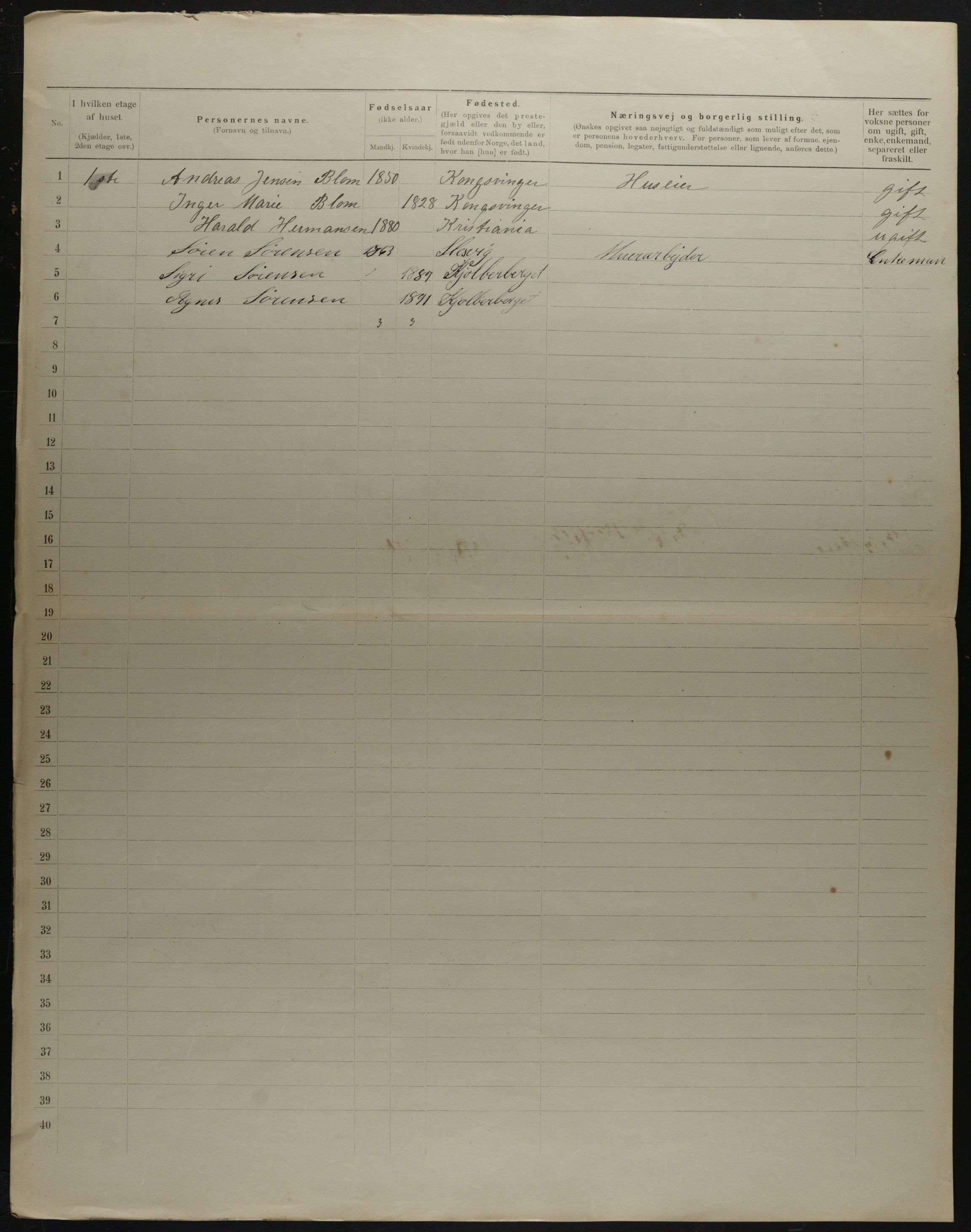 OBA, Municipal Census 1901 for Kristiania, 1901, p. 18237