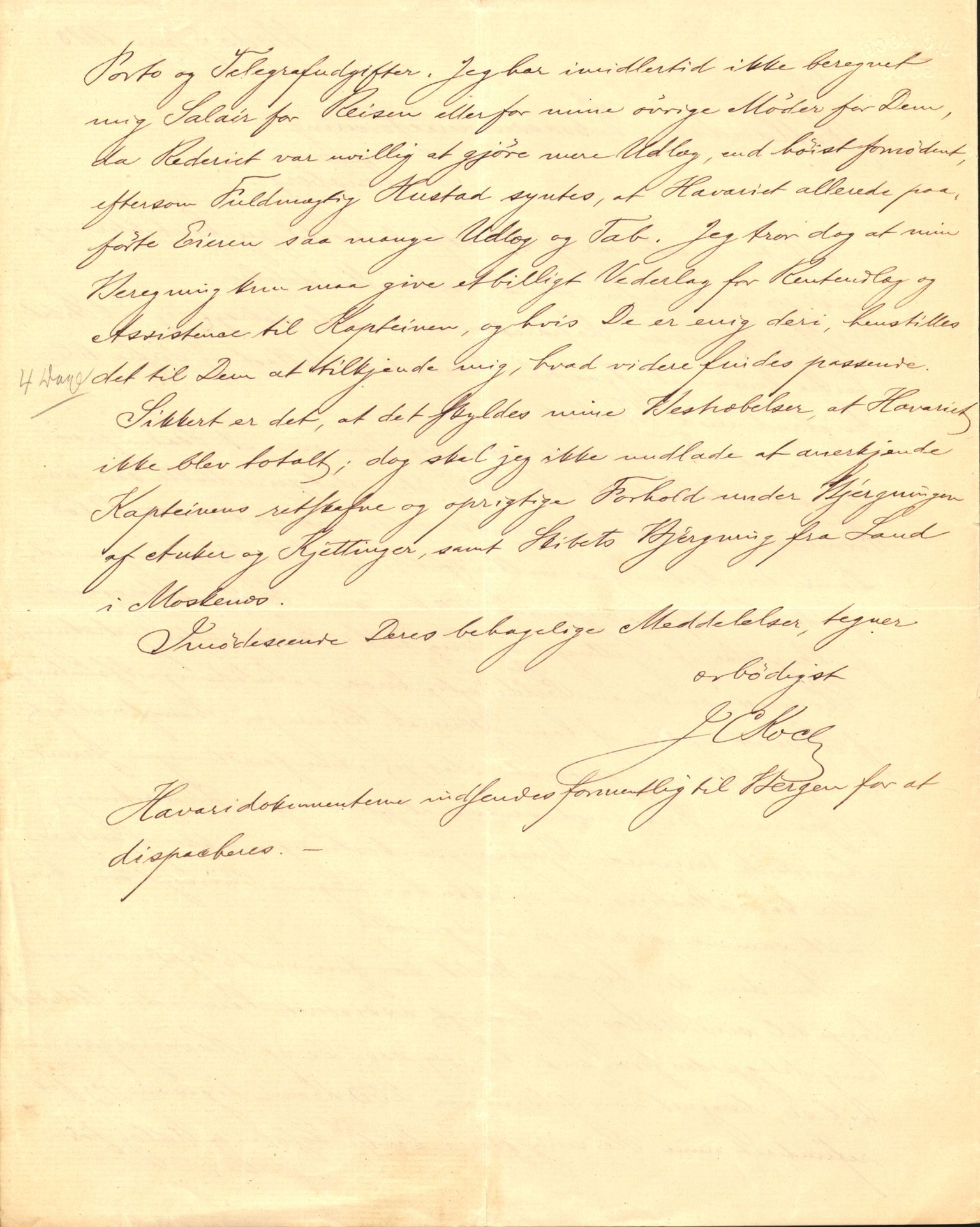 Pa 63 - Østlandske skibsassuranceforening, VEMU/A-1079/G/Ga/L0016/0012: Havaridokumenter / Urania, Tagal, Sir John Lawrence, Benguela, 1883, p. 5