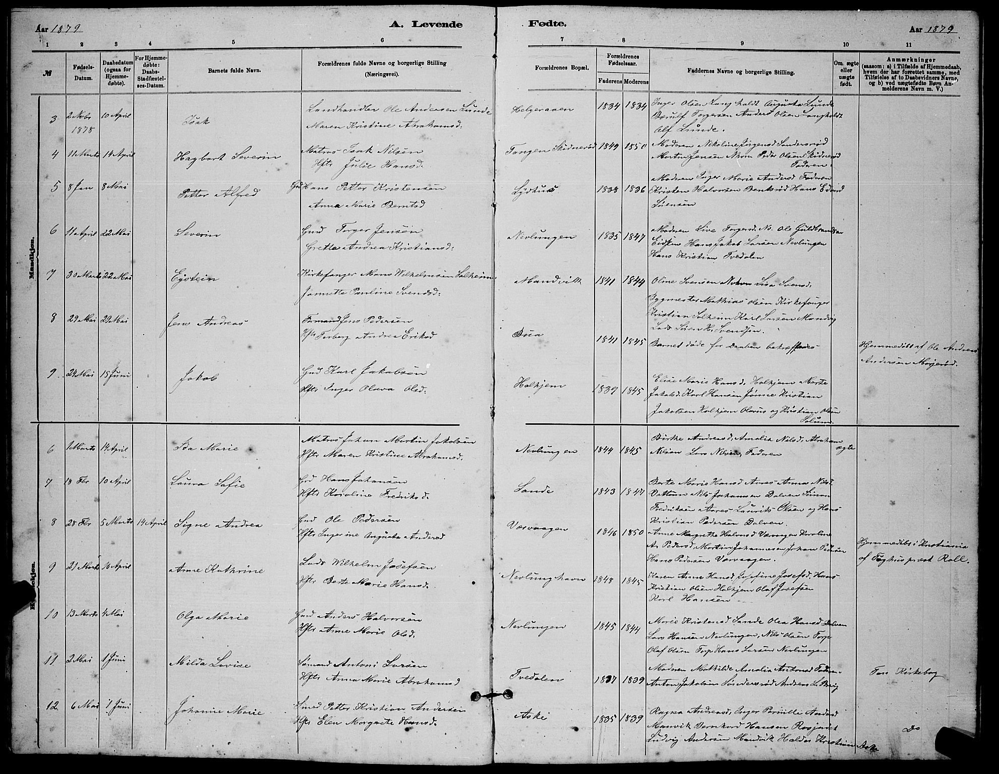 Brunlanes kirkebøker, AV/SAKO-A-342/G/Gb/L0002: Parish register (copy) no. II 2, 1878-1902