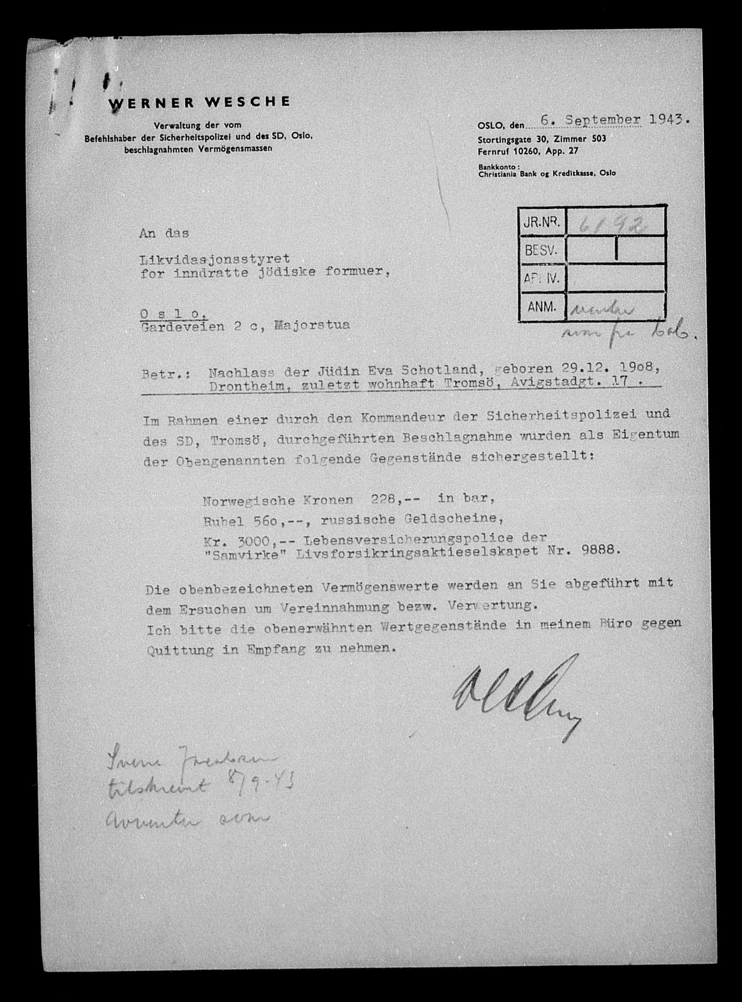 Justisdepartementet, Tilbakeføringskontoret for inndratte formuer, AV/RA-S-1564/H/Hc/Hcb/L0915: --, 1945-1947, p. 428