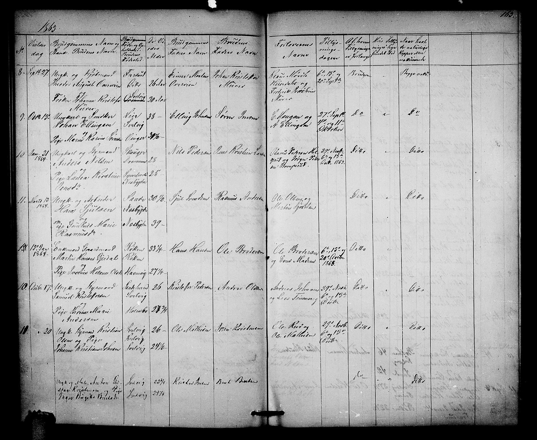 Strømm kirkebøker, SAKO/A-322/G/Ga/L0001: Parish register (copy) no. I 1, 1861-1885, p. 163