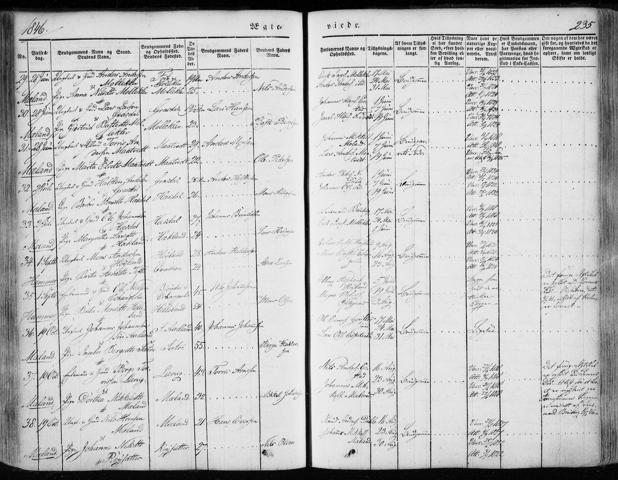 Hamre sokneprestembete, AV/SAB-A-75501/H/Ha/Haa/Haaa/L0013: Parish register (official) no. A 13, 1846-1857, p. 235