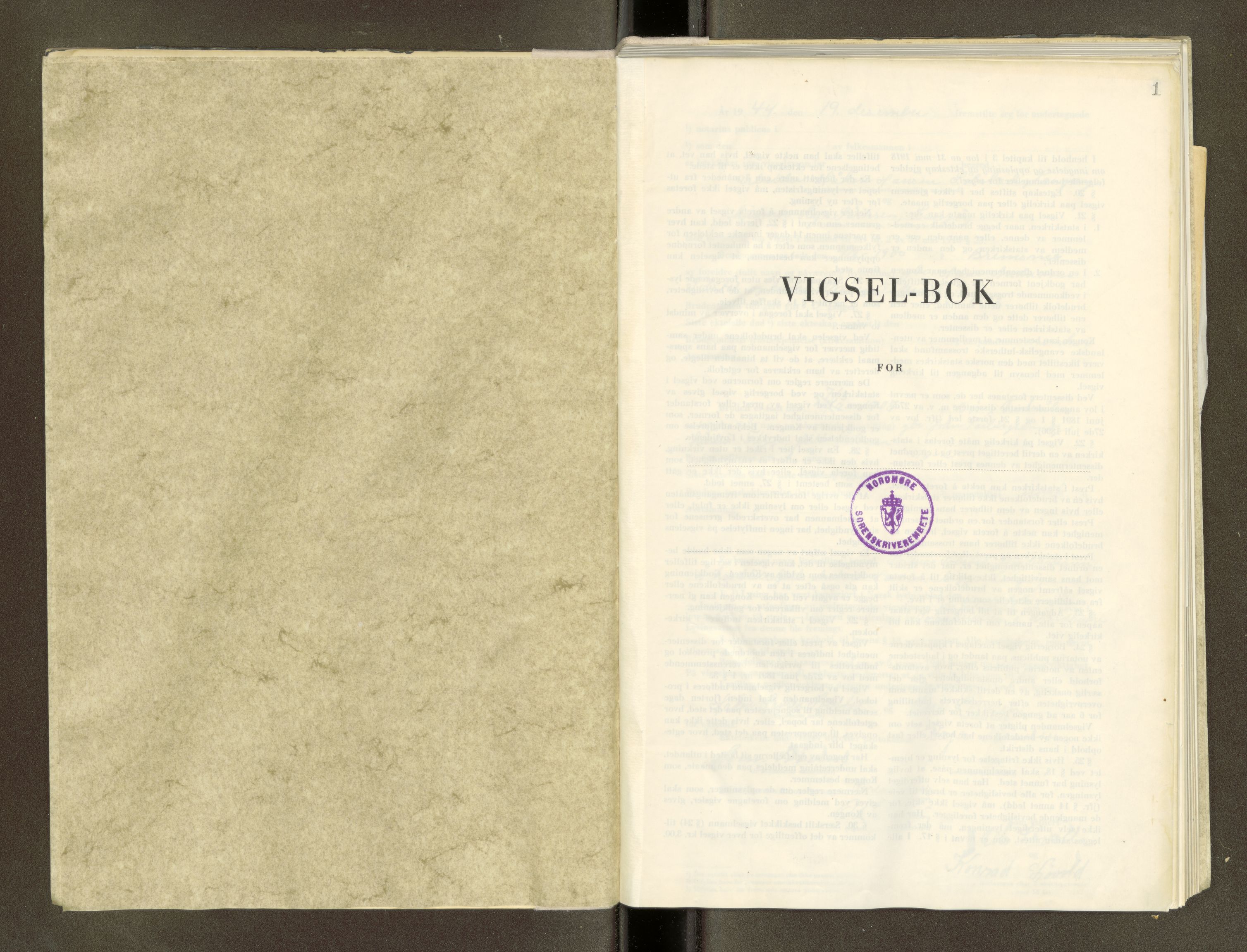 Nordmøre sorenskriveri, SAT/A-4132/1/6/6D/L0004: Vigselsbok, 1944-1969, p. 1