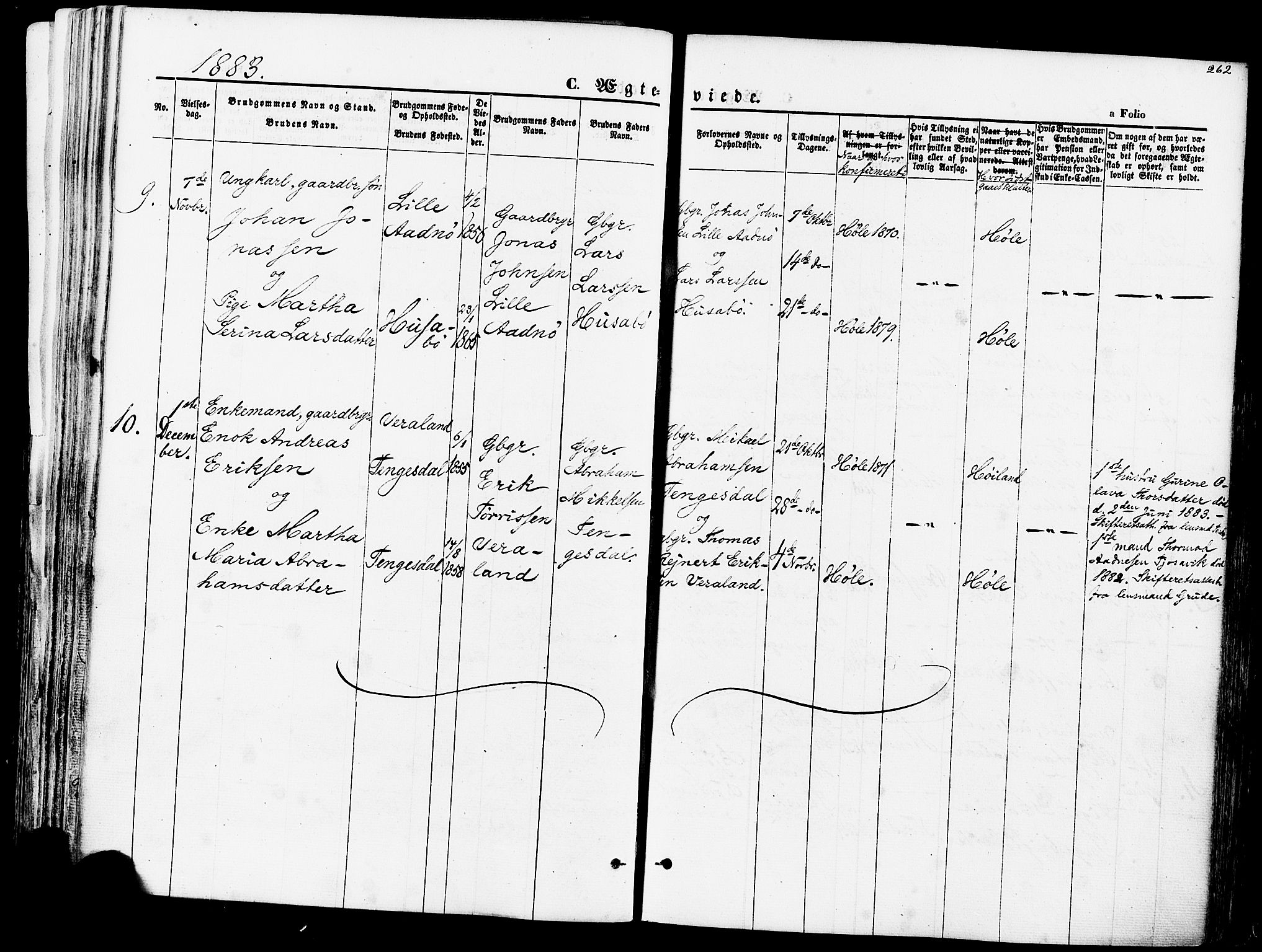 Høgsfjord sokneprestkontor, SAST/A-101624/H/Ha/Haa/L0002: Parish register (official) no. A 2, 1855-1885, p. 262