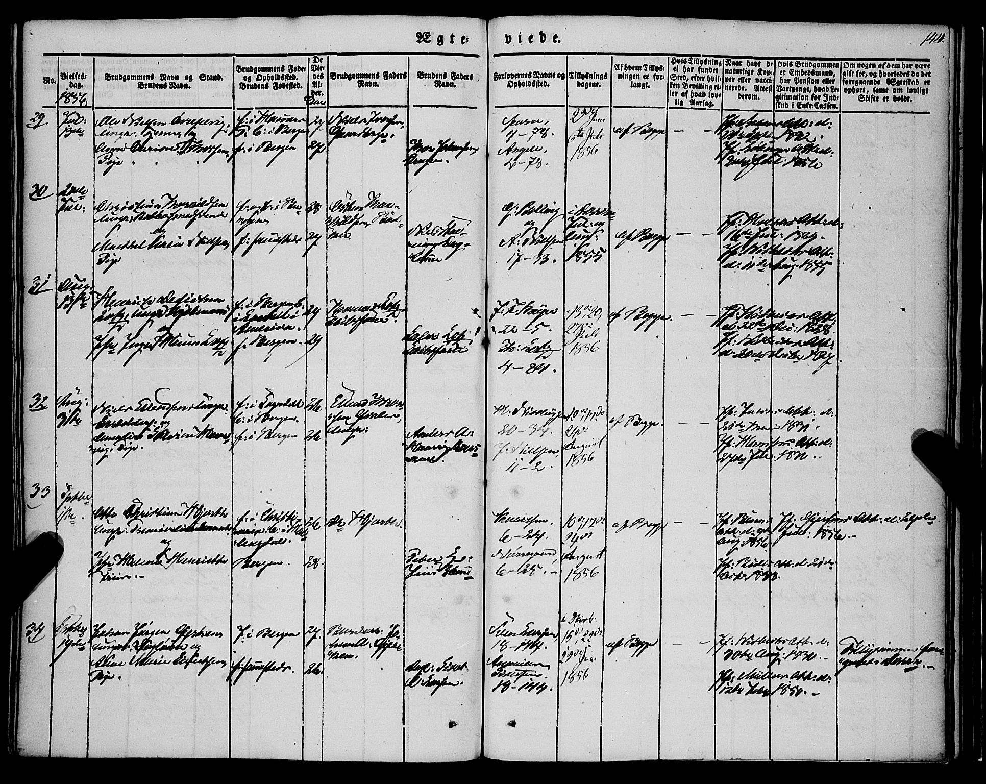 Nykirken Sokneprestembete, AV/SAB-A-77101/H/Haa/L0031: Parish register (official) no. D 1, 1834-1861, p. 144