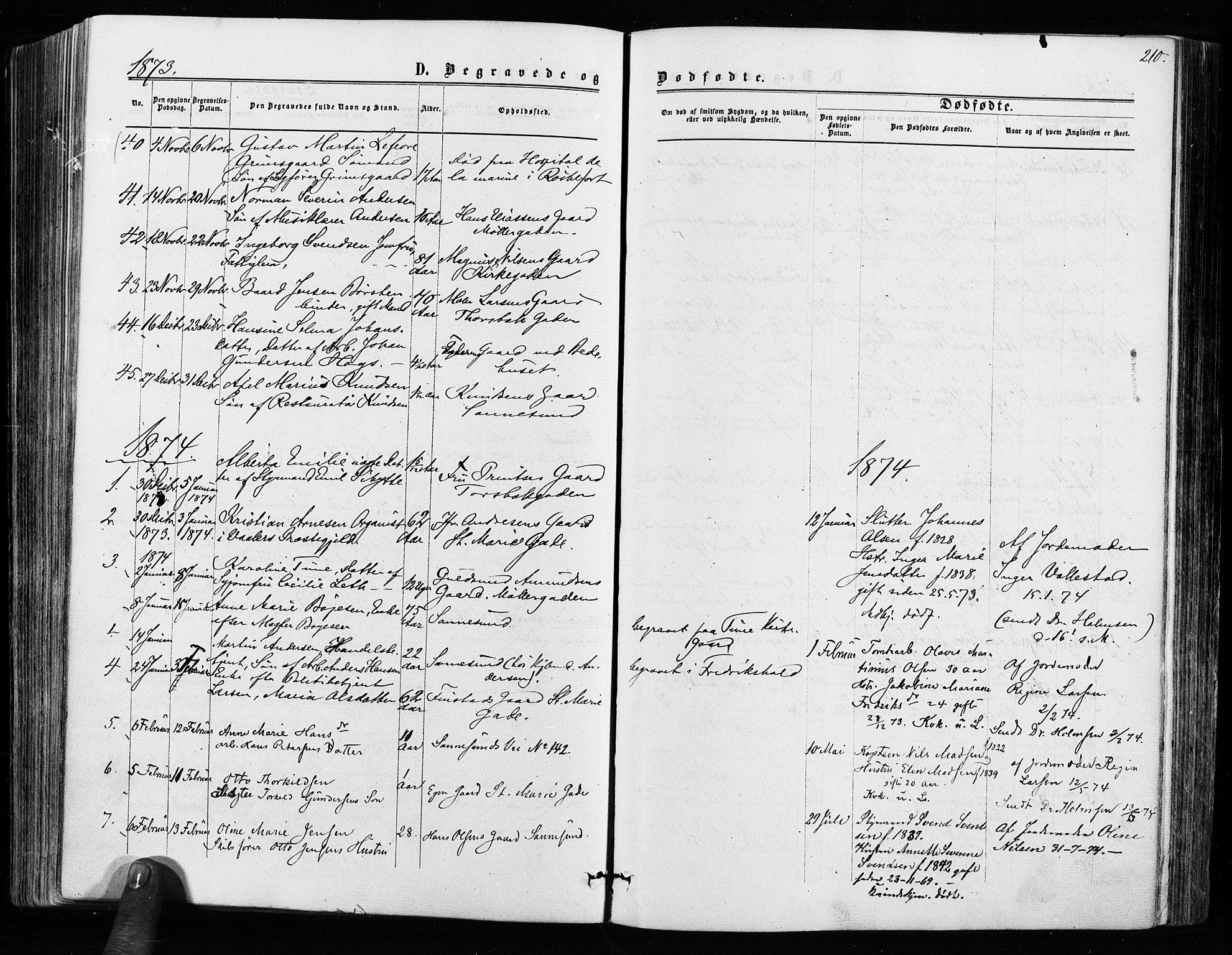 Sarpsborg prestekontor Kirkebøker, SAO/A-2006/F/Fa/L0002: Parish register (official) no. 2, 1869-1877, p. 210