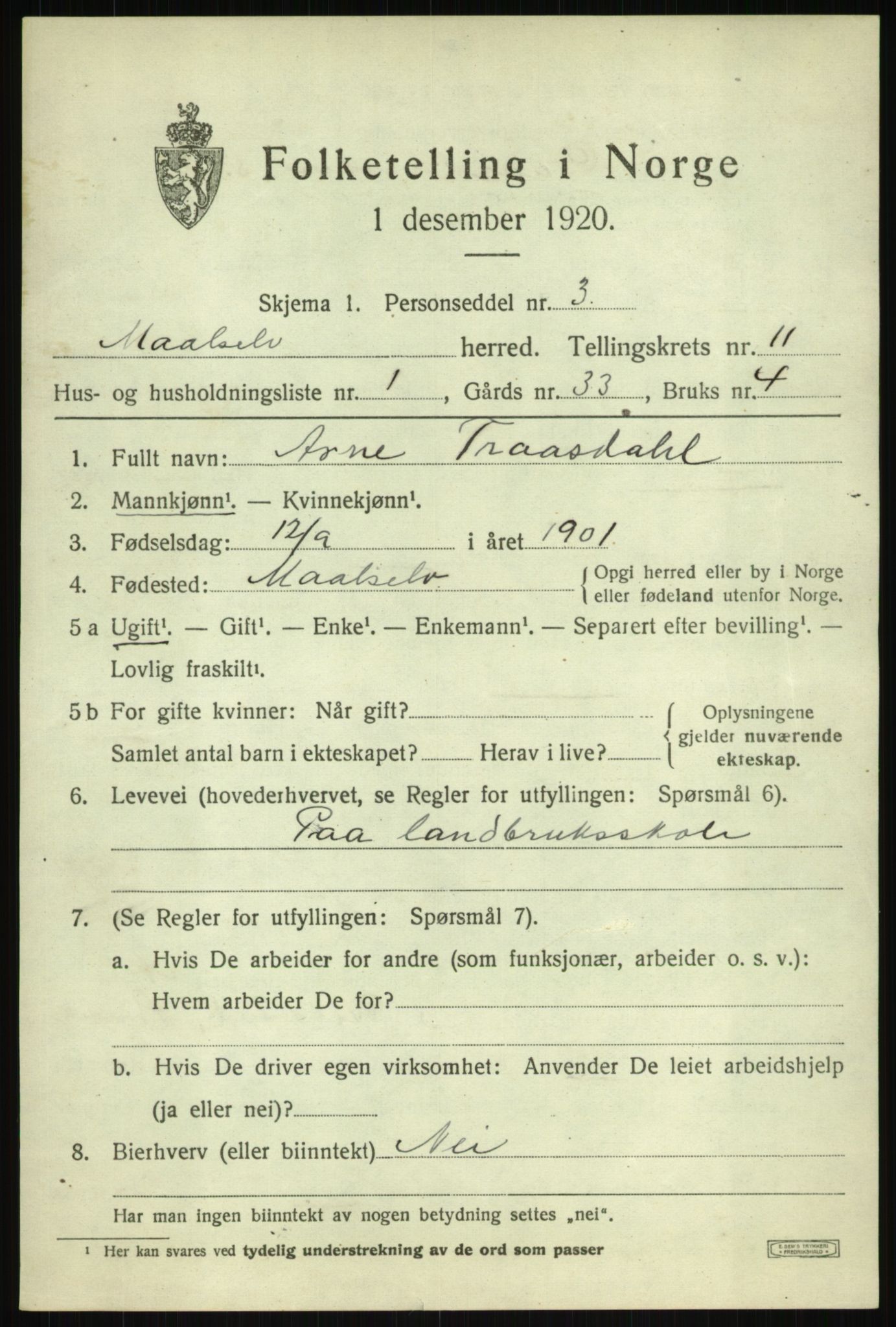 SATØ, 1920 census for Målselv, 1920, p. 6043