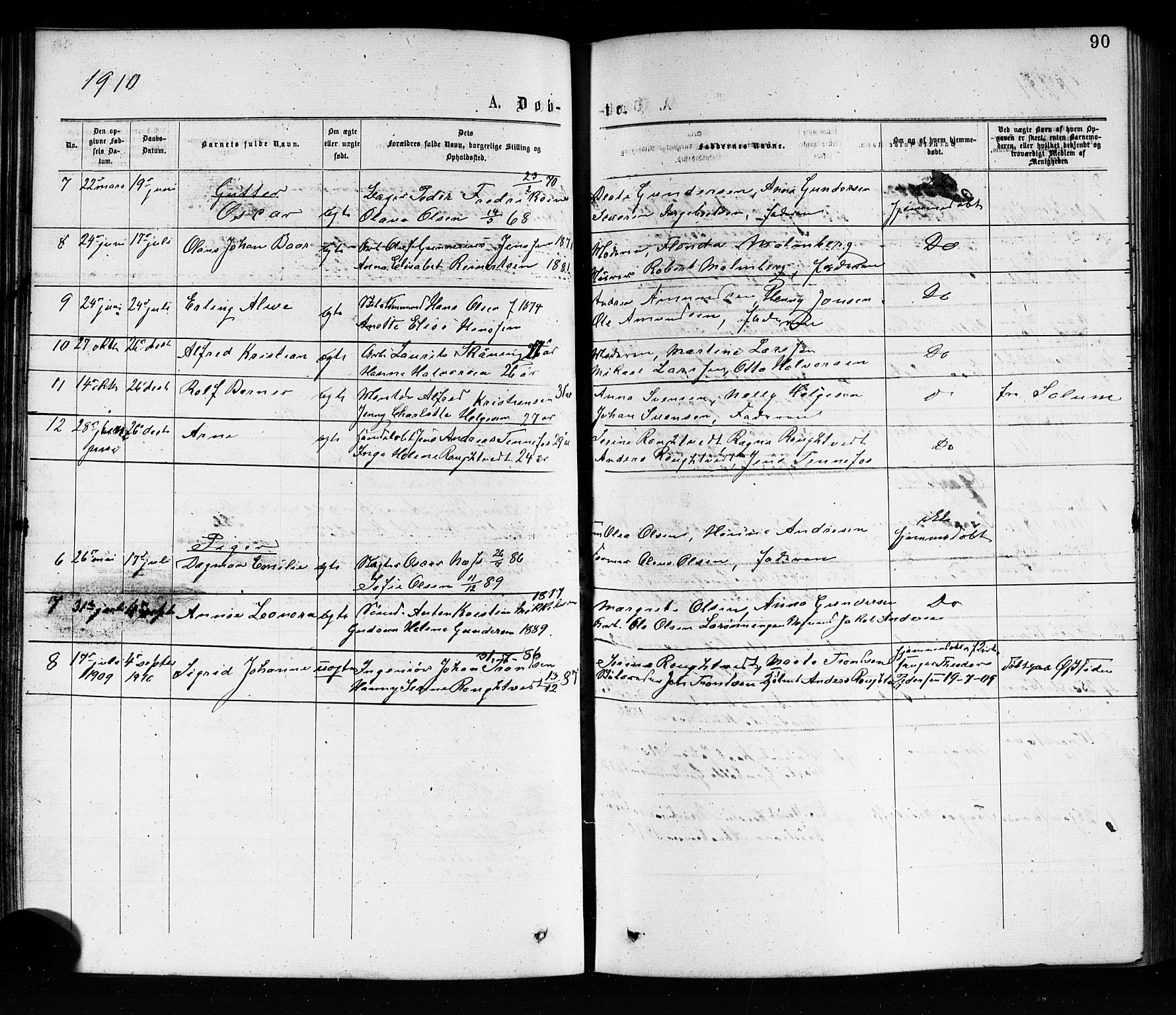 Porsgrunn kirkebøker , SAKO/A-104/G/Ga/L0003: Parish register (copy) no. I 3, 1877-1915, p. 90