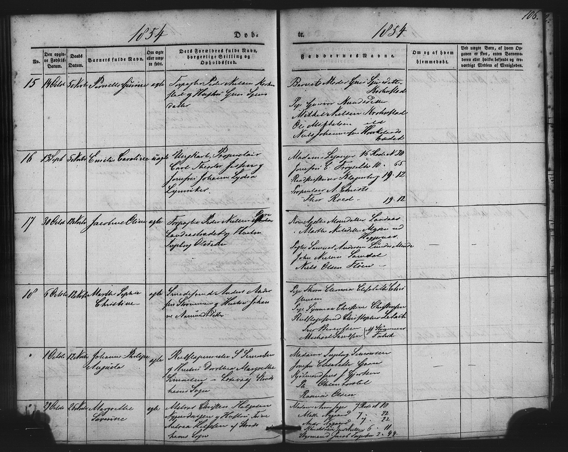 St. Jørgens hospital og Årstad sokneprestembete, AV/SAB-A-99934: Parish register (copy) no. A 2, 1843-1863, p. 106