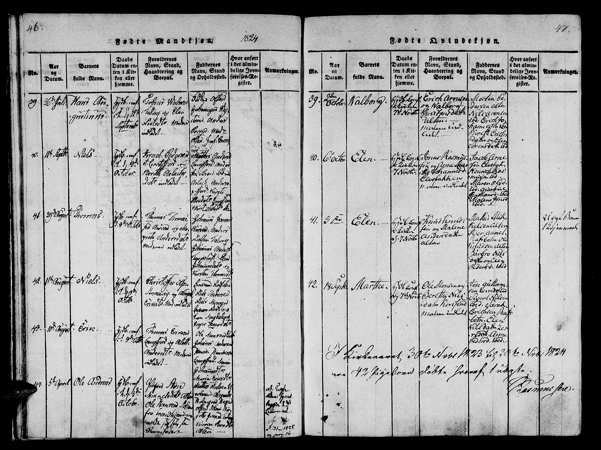 Talvik sokneprestkontor, AV/SATØ-S-1337/H/Ha/L0008kirke: Parish register (official) no. 8, 1821-1837, p. 46-47