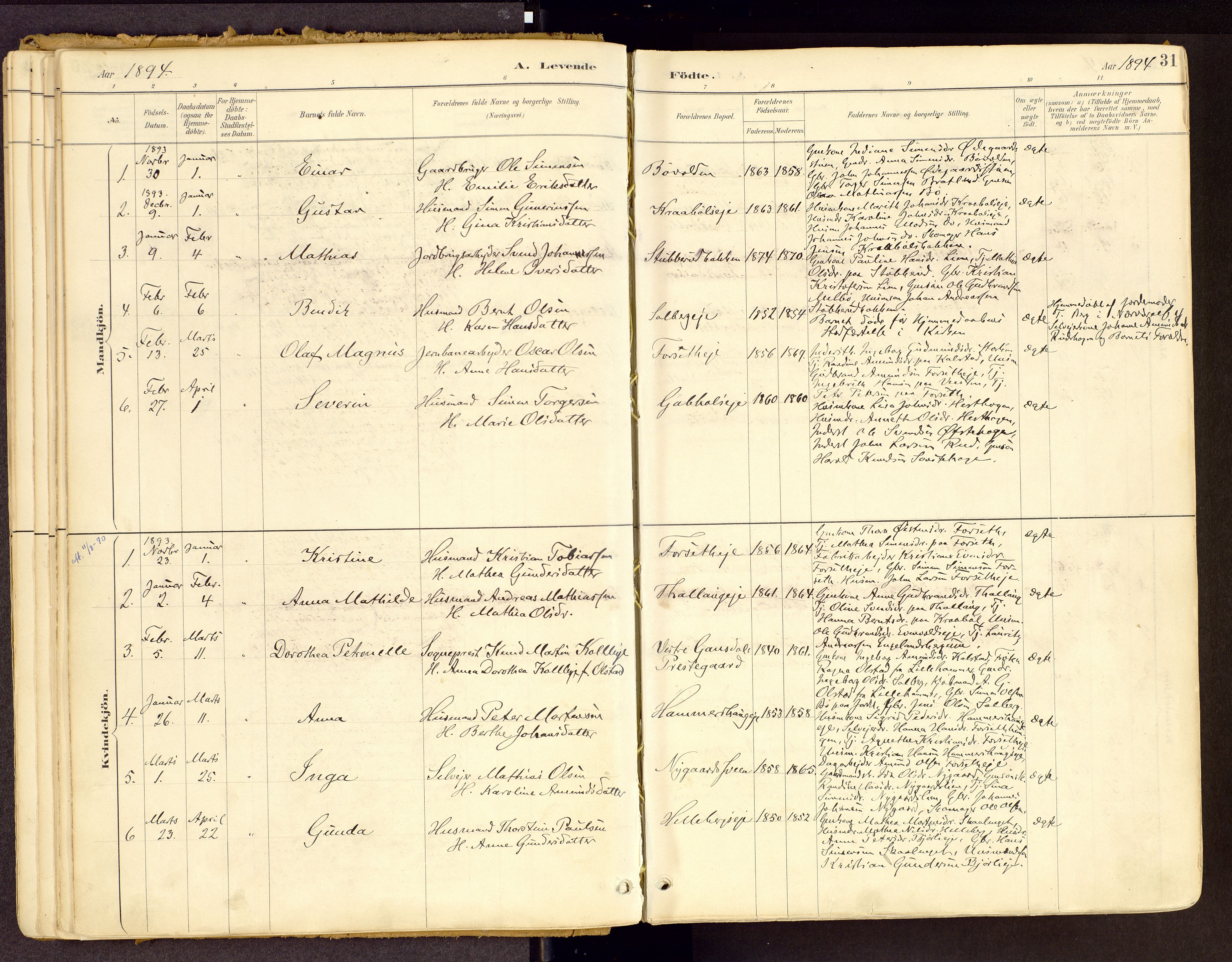 Vestre Gausdal prestekontor, SAH/PREST-094/H/Ha/Haa/L0001: Parish register (official) no. 1, 1887-1914, p. 31