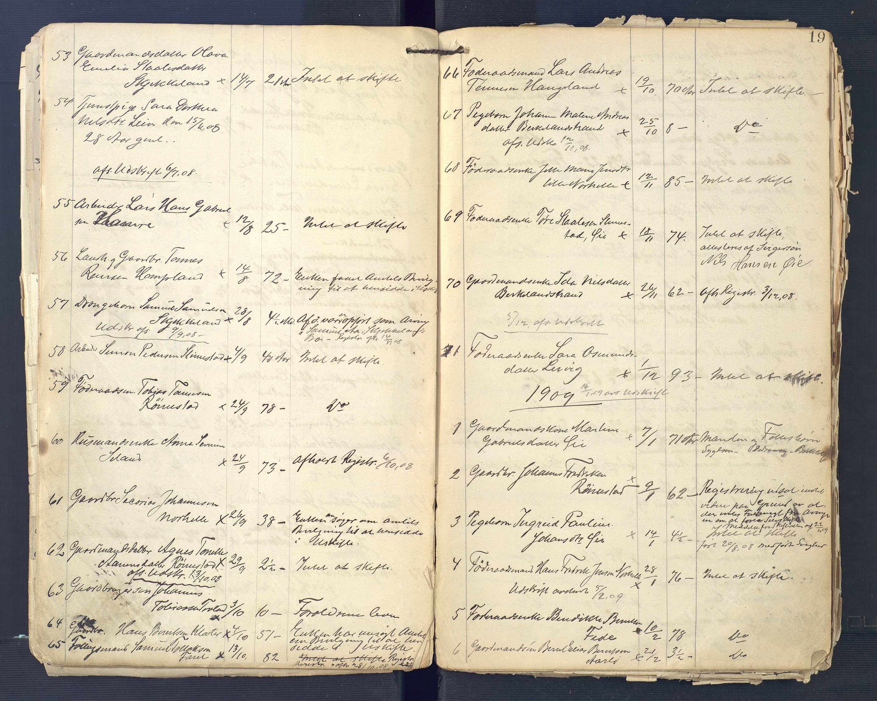 Kvinesdal lensmannskontor, AV/SAK-1241-0026/F/Fe/L0001: Dødsfallsprotokoll nr A21, 1899-1919, p. 19