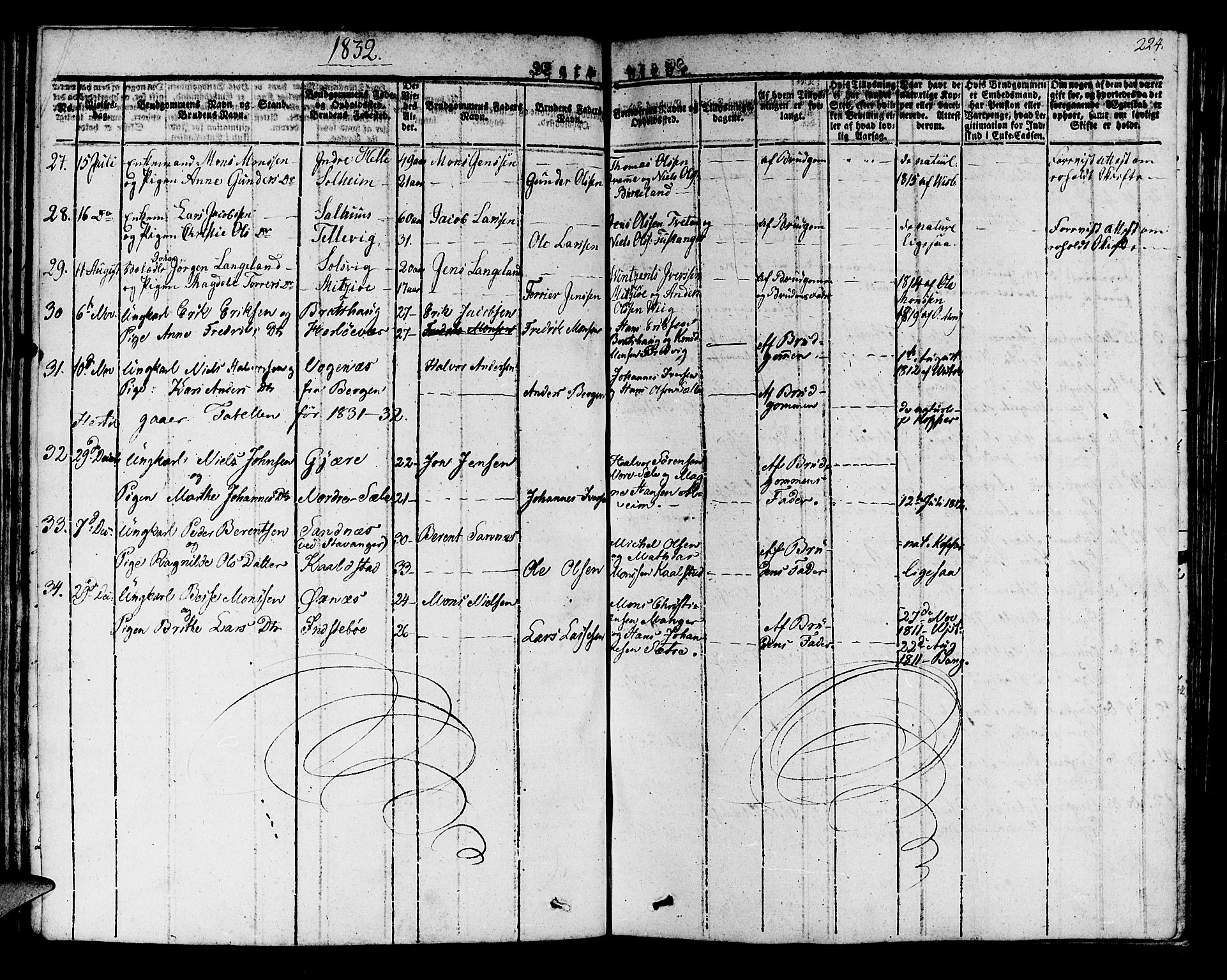 Manger sokneprestembete, SAB/A-76801/H/Haa: Parish register (official) no. A 4, 1824-1838, p. 224