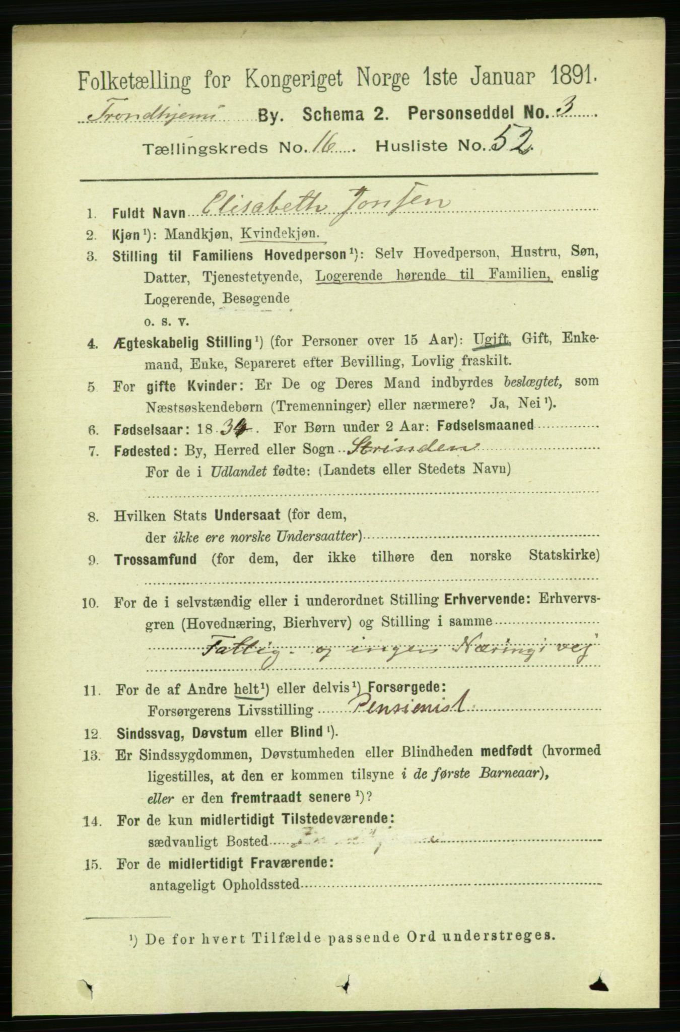 RA, 1891 census for 1601 Trondheim, 1891, p. 12954