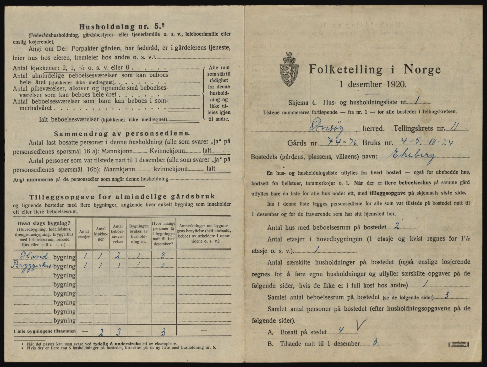 SAO, 1920 census for Onsøy, 1920, p. 1986