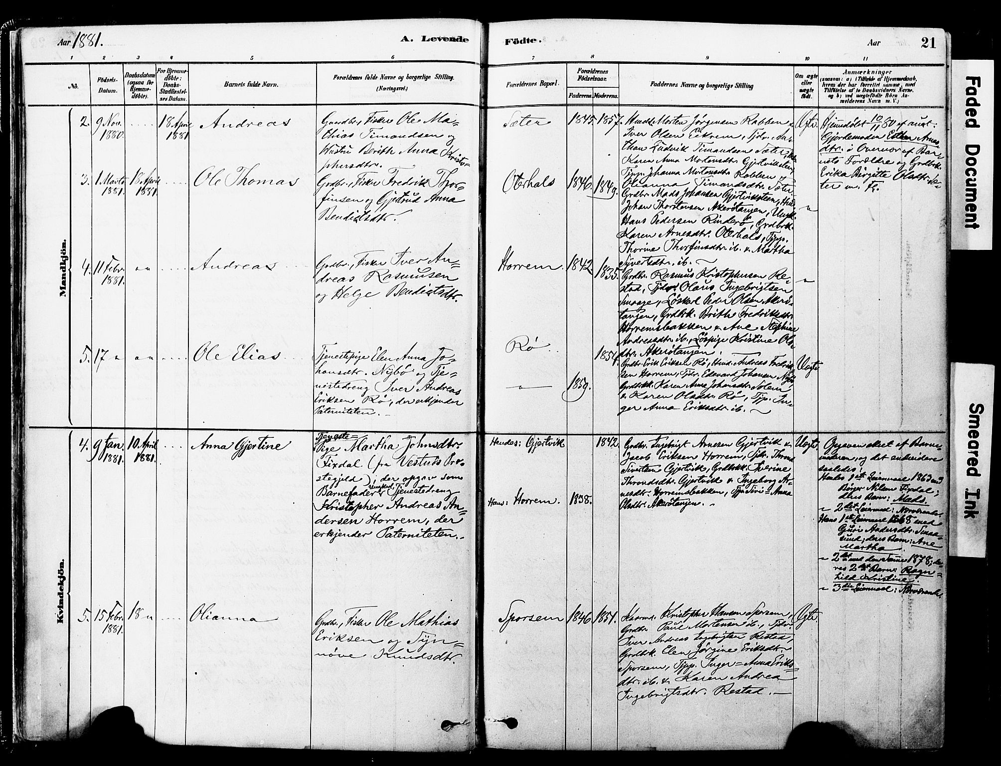 Ministerialprotokoller, klokkerbøker og fødselsregistre - Møre og Romsdal, SAT/A-1454/560/L0721: Parish register (official) no. 560A05, 1878-1917, p. 21