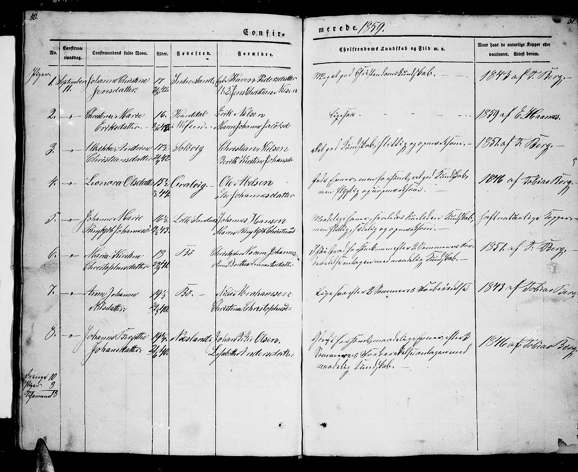 Ministerialprotokoller, klokkerbøker og fødselsregistre - Nordland, AV/SAT-A-1459/885/L1212: Parish register (copy) no. 885C01, 1847-1873, p. 50-51