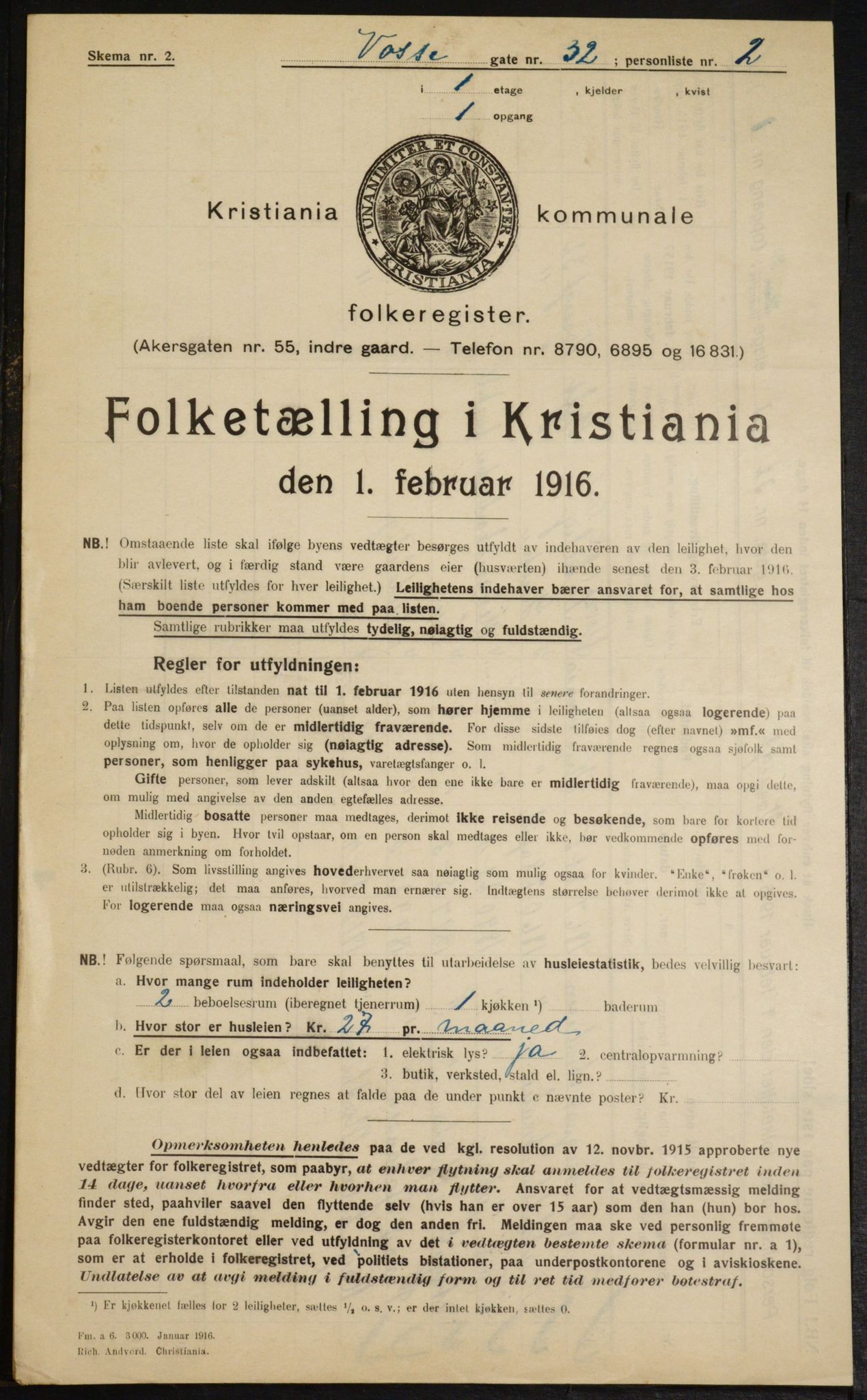 OBA, Municipal Census 1916 for Kristiania, 1916, p. 129196