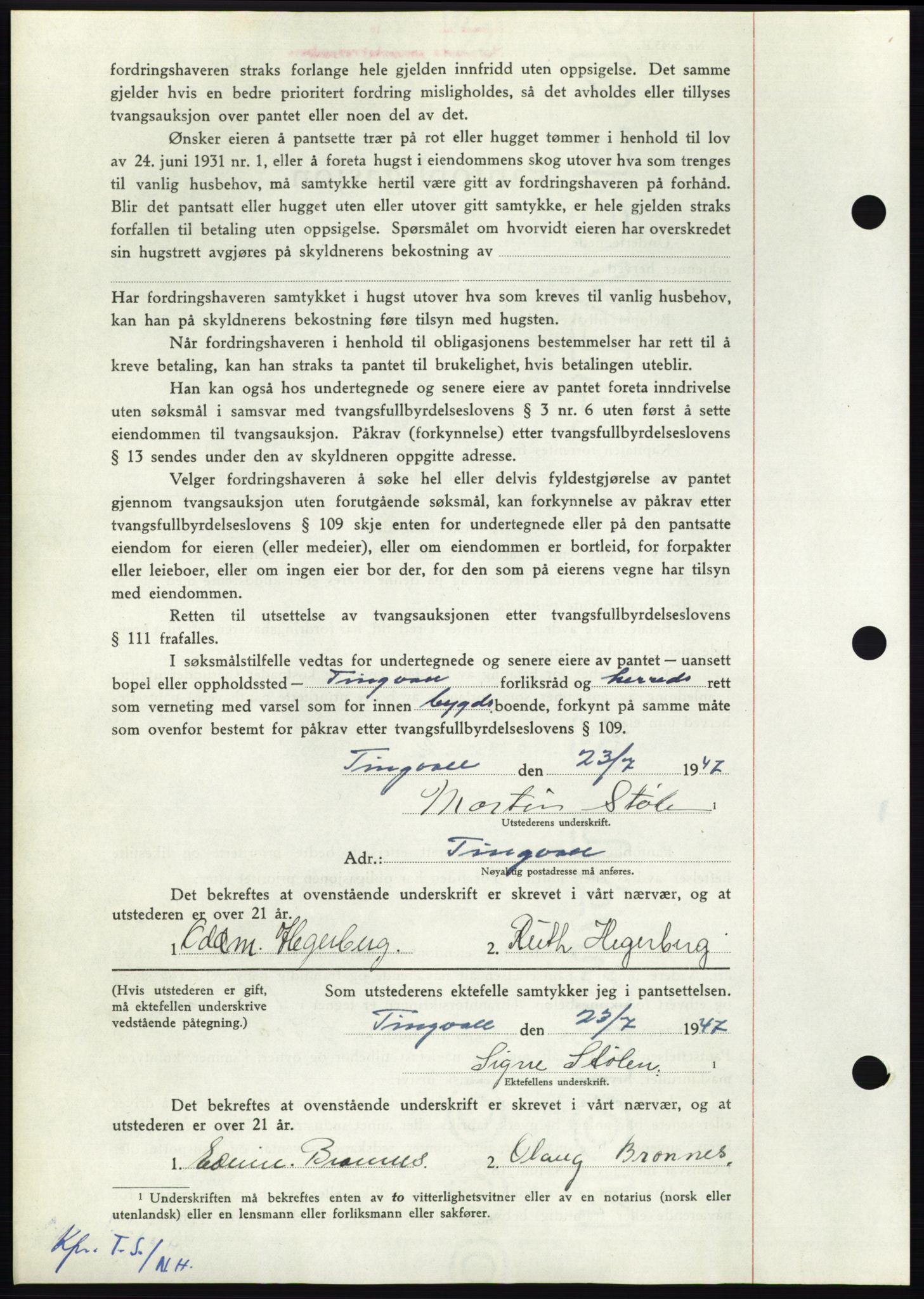 Nordmøre sorenskriveri, AV/SAT-A-4132/1/2/2Ca: Mortgage book no. B96, 1947-1947, Diary no: : 1684/1947