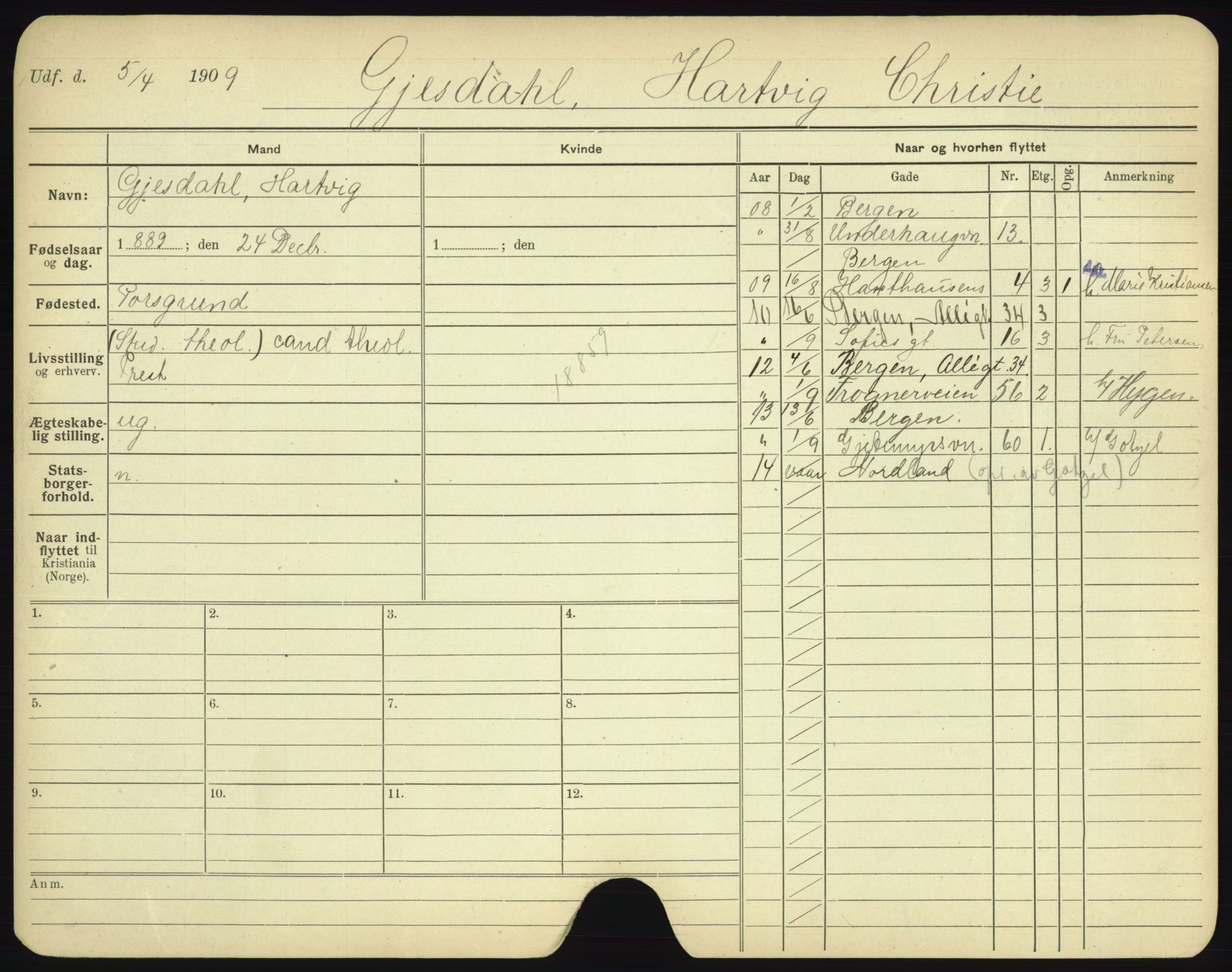 Oslo folkeregister, Registerkort, AV/SAO-A-11715/F/Fa/Fac/L0003: Menn, 1906-1914, p. 477a