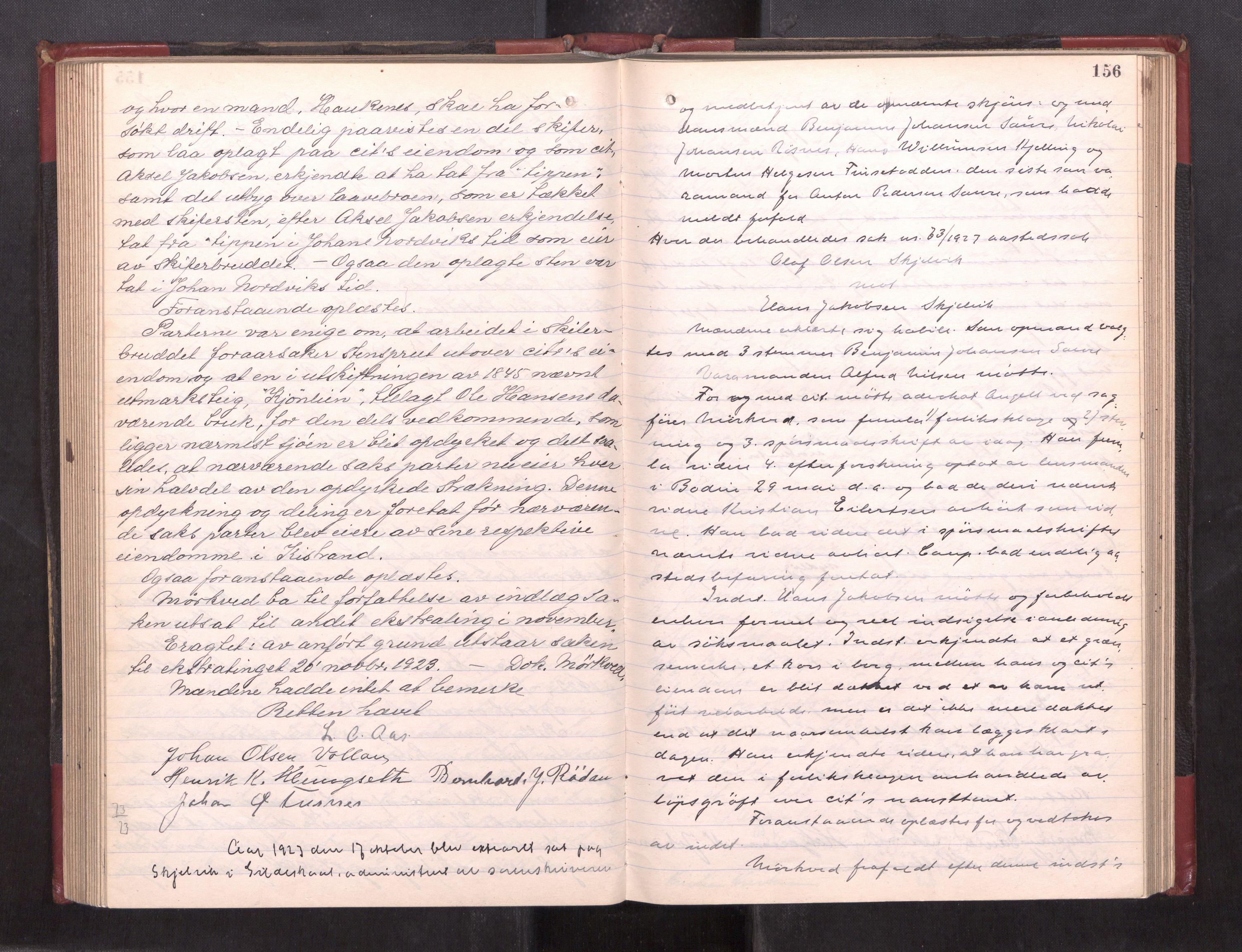 Salten sorenskriveri, AV/SAT-A-4578/1/1/1B/L0039: Ekstrarettsprot. nr. 37, 1920-1935, p. 155b-156a