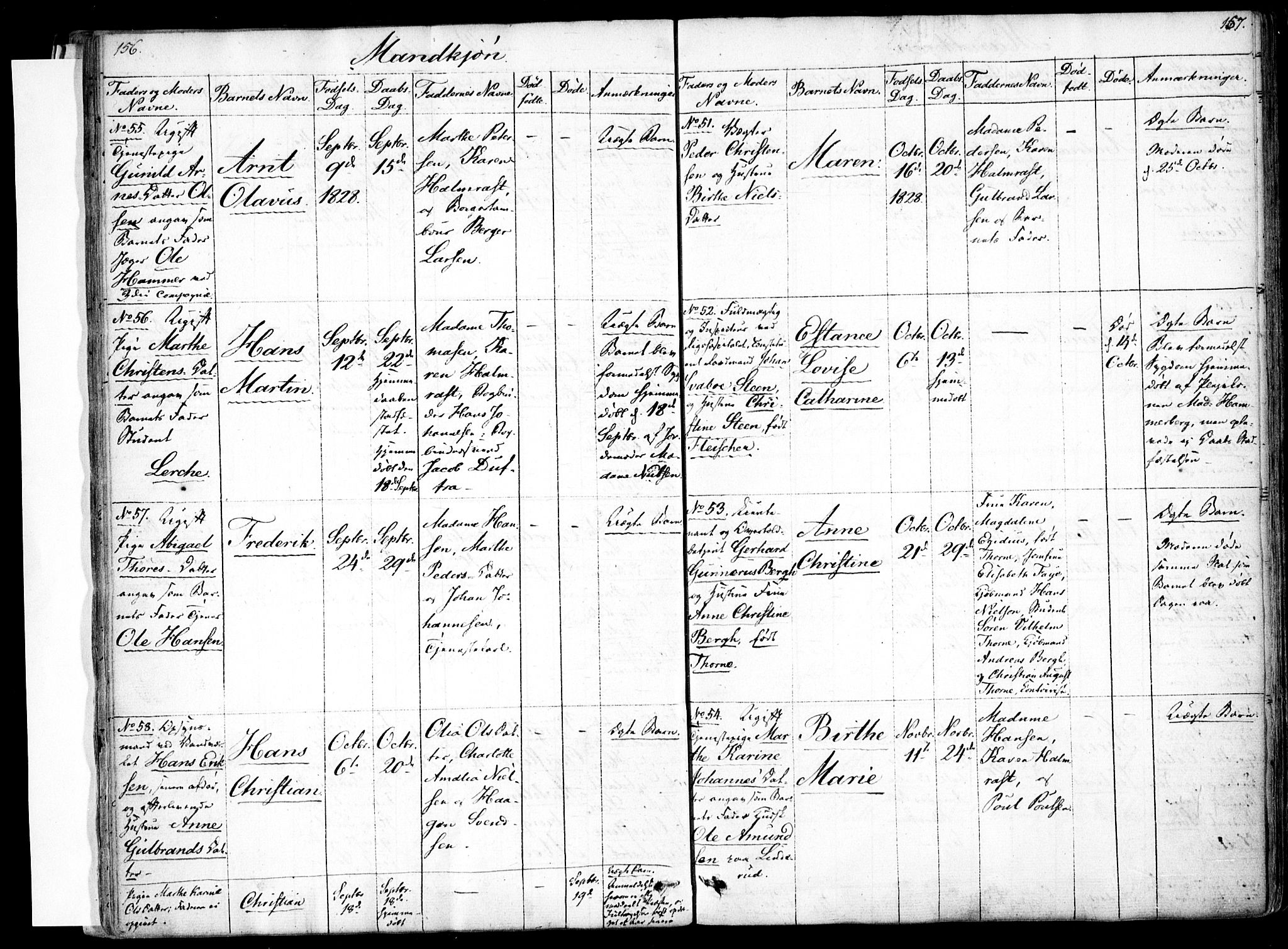 Rikshospitalet prestekontor Kirkebøker, AV/SAO-A-10309b/F/L0001: Parish register (official) no. 1, 1818-1832, p. 156-157