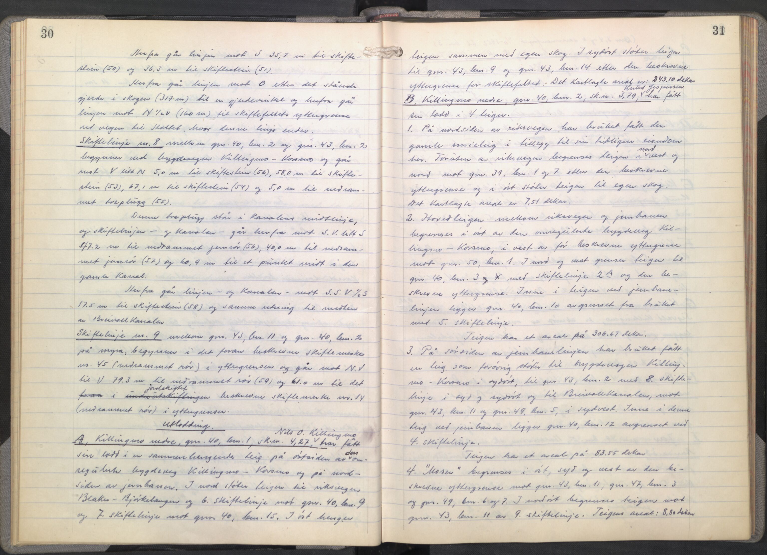 Eidsivating jordskifteoverrett, AV/SAO-A-10121a/A/L0001: Jordskifteoverrettsbok, 1948-1974, p. 30-31