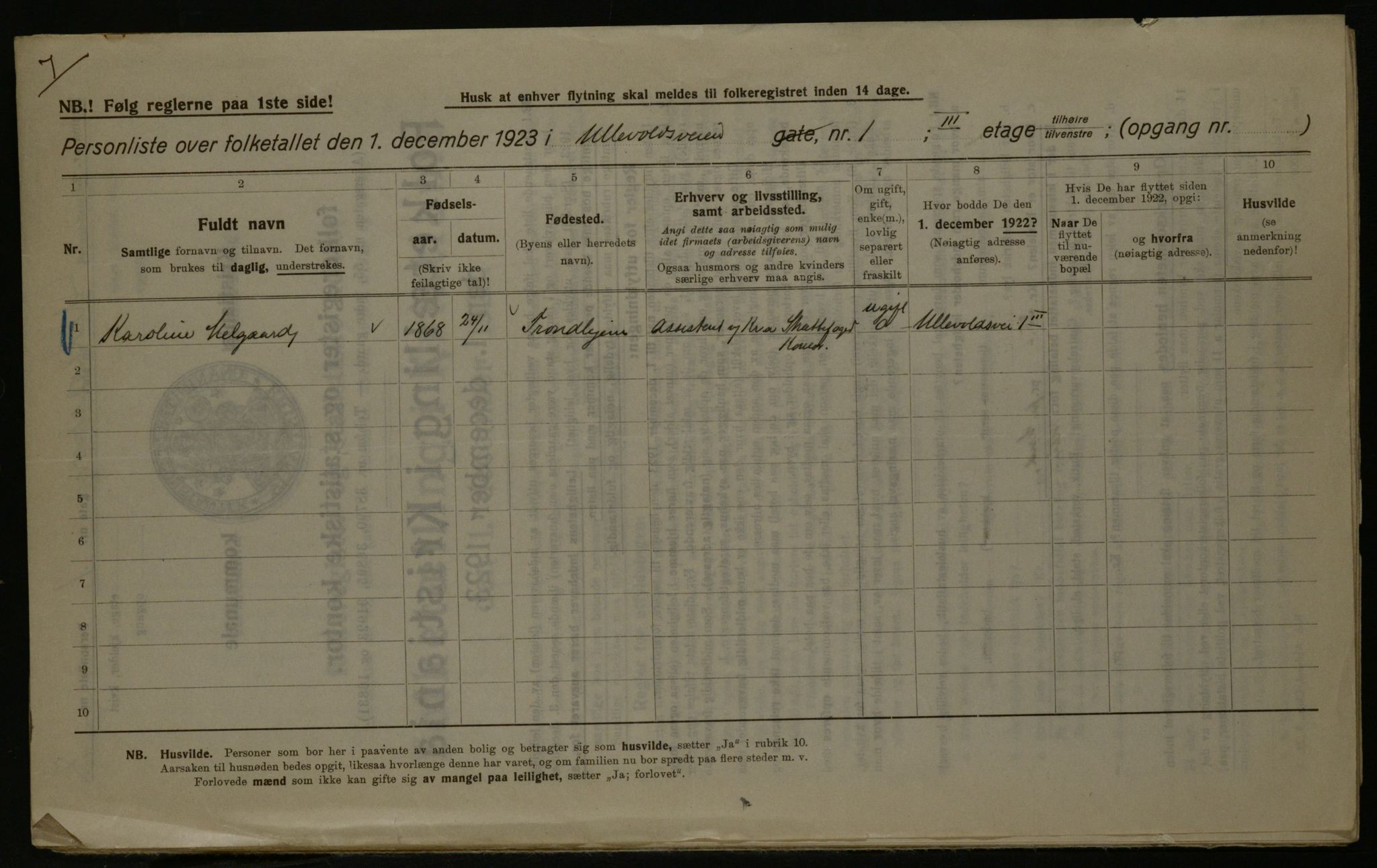 OBA, Municipal Census 1923 for Kristiania, 1923, p. 131327