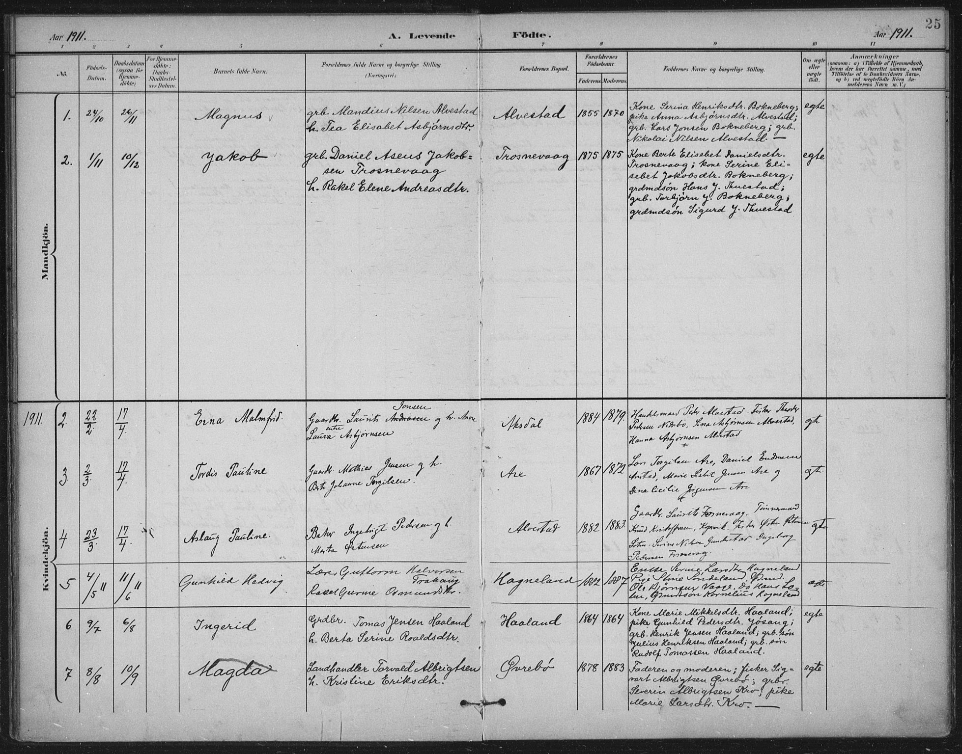 Tysvær sokneprestkontor, AV/SAST-A -101864/H/Ha/Haa/L0009: Parish register (official) no. A 9, 1898-1925, p. 25