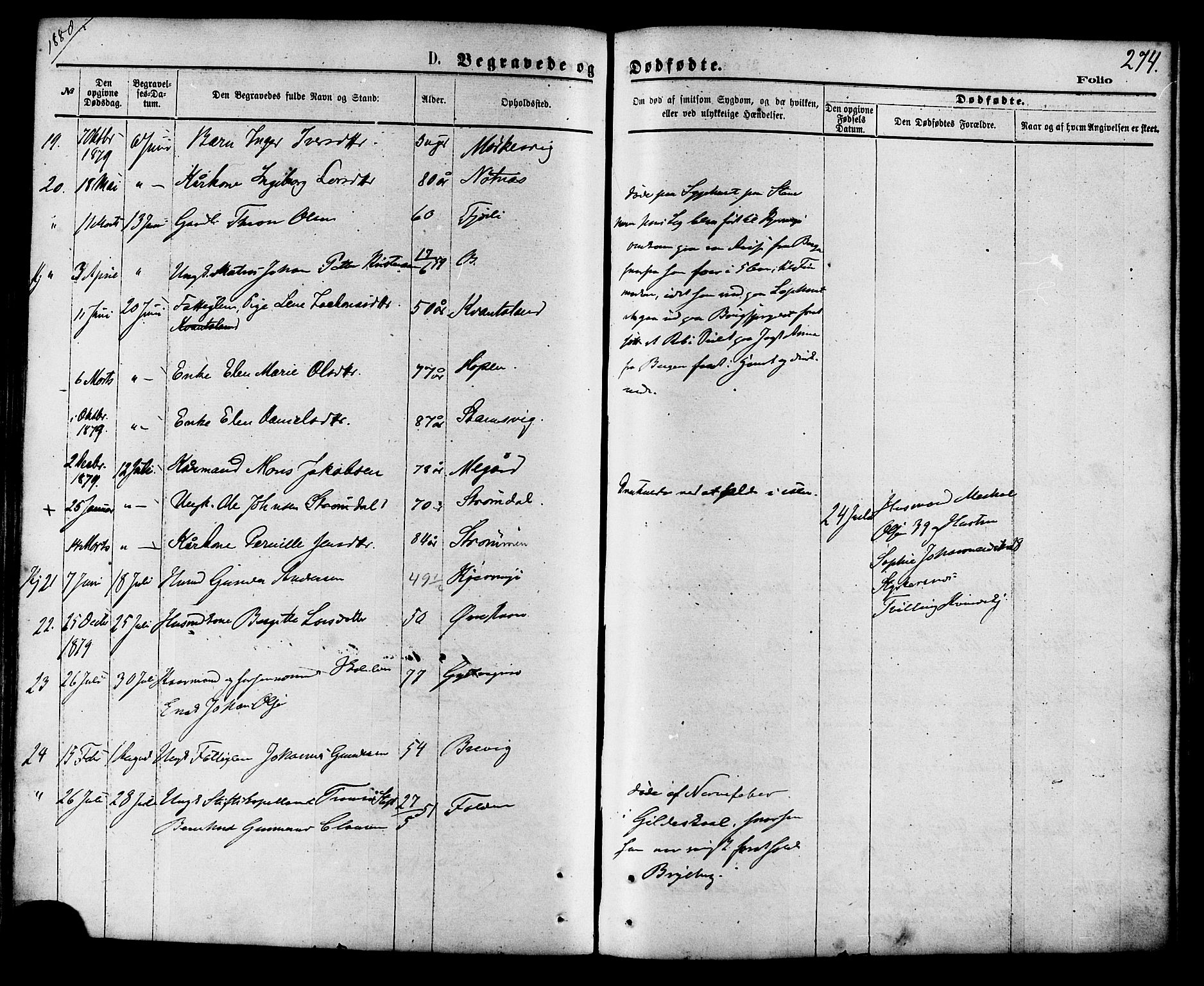 Ministerialprotokoller, klokkerbøker og fødselsregistre - Nordland, AV/SAT-A-1459/853/L0771: Parish register (official) no. 853A10, 1870-1881, p. 274