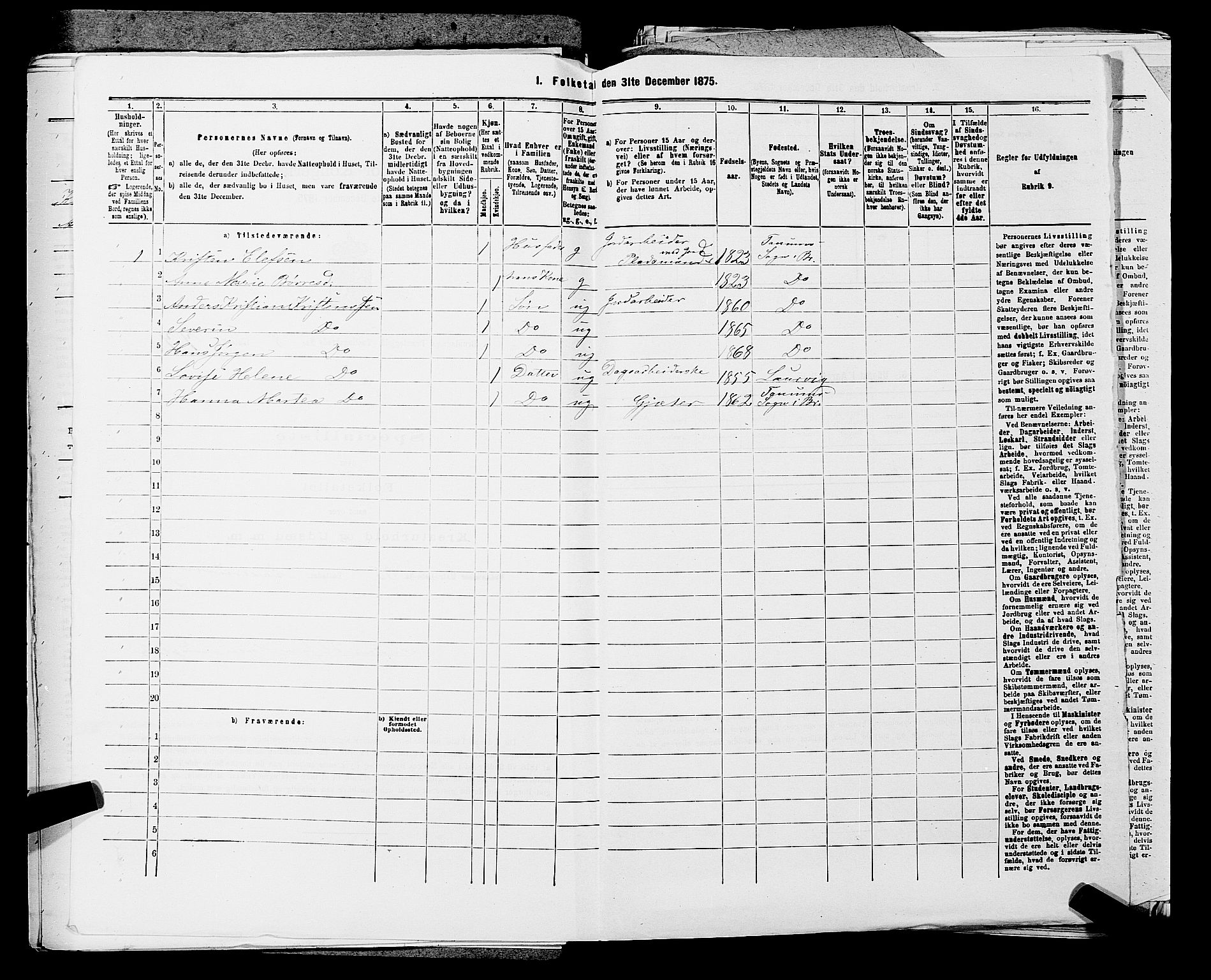 SAKO, 1875 census for 0726P Brunlanes, 1875, p. 1053