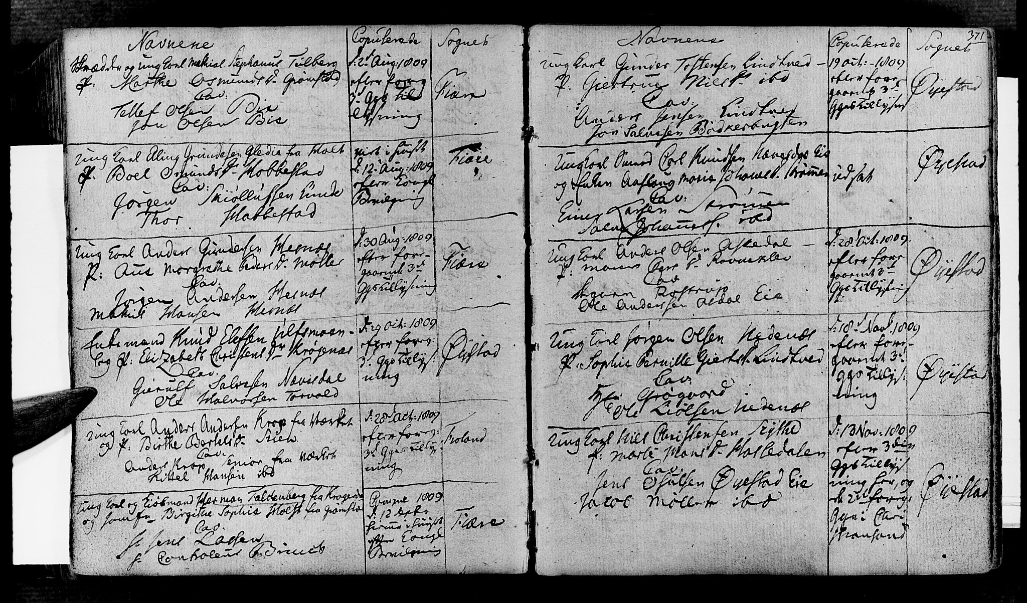 Øyestad sokneprestkontor, AV/SAK-1111-0049/F/Fa/L0011: Parish register (official) no. A 11, 1805-1824, p. 371