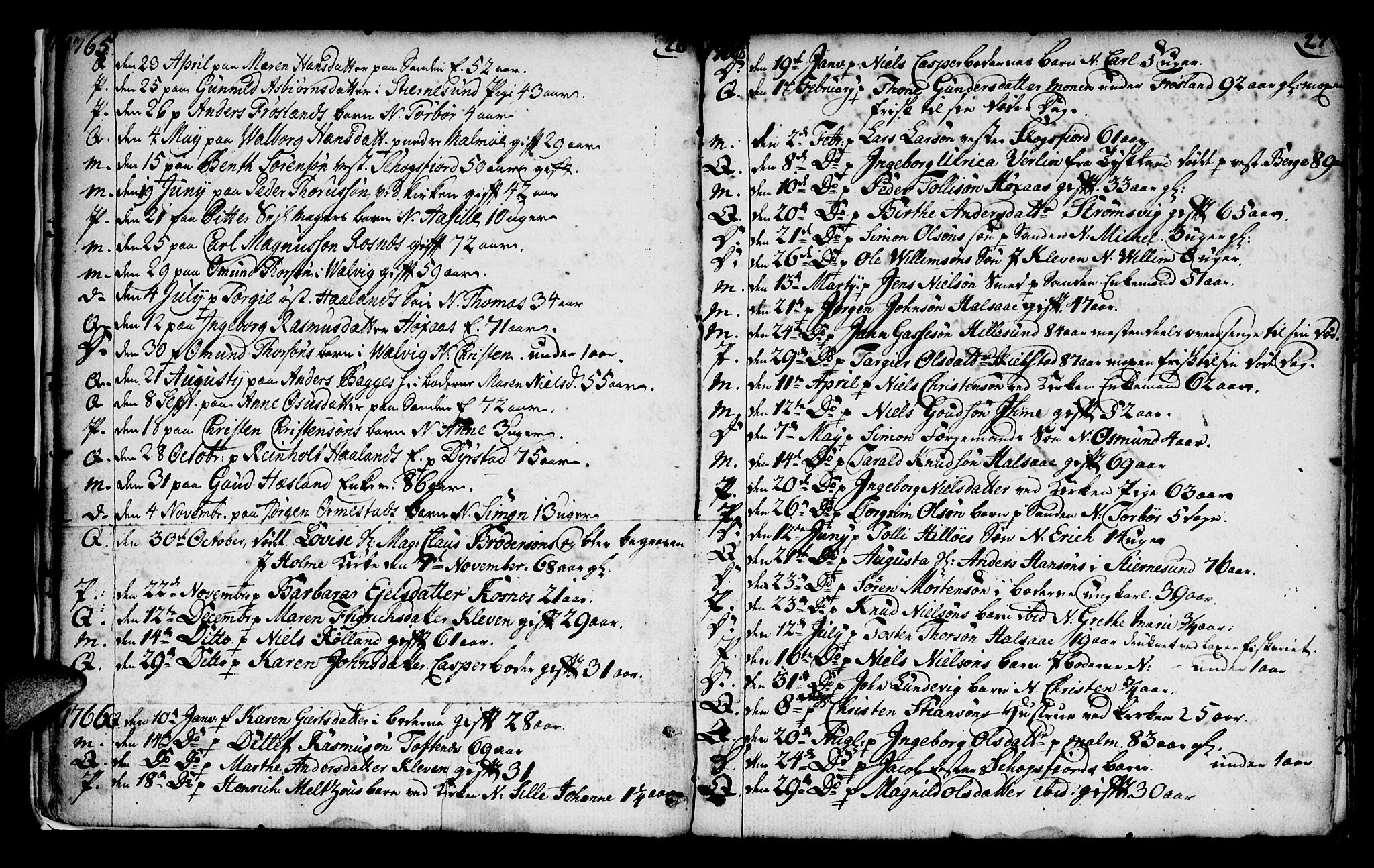 Mandal sokneprestkontor, AV/SAK-1111-0030/F/Fa/Faa/L0005: Parish register (official) no. A 5, 1748-1803, p. 26-27