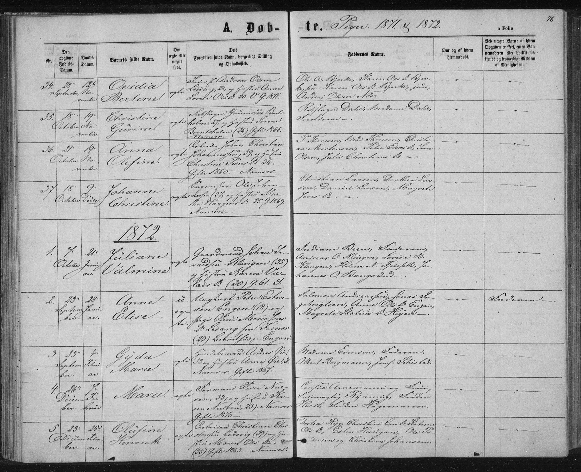 Ministerialprotokoller, klokkerbøker og fødselsregistre - Nord-Trøndelag, AV/SAT-A-1458/768/L0570: Parish register (official) no. 768A05, 1865-1874, p. 76