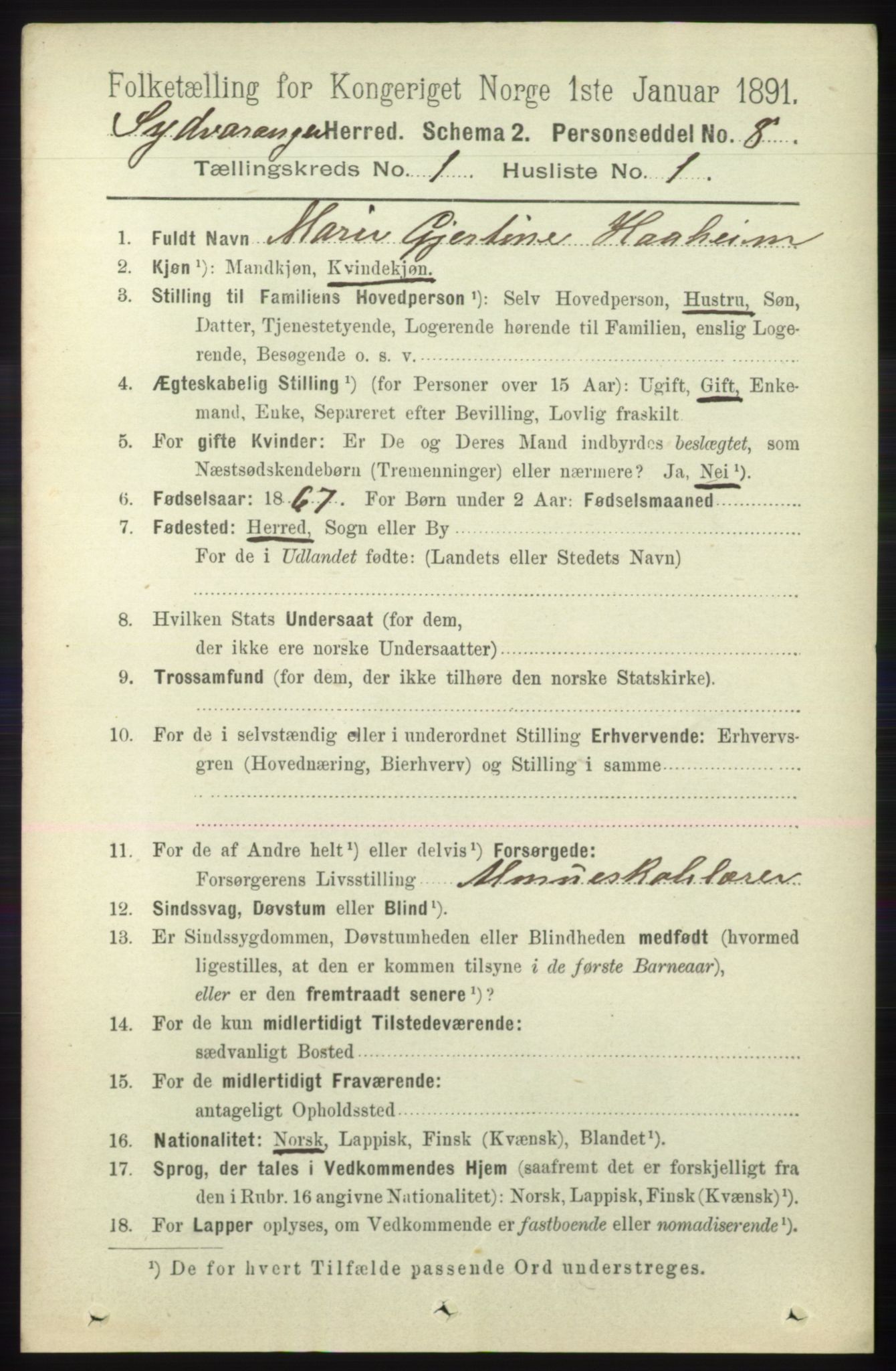 RA, 1891 census for 2030 Sør-Varanger, 1891, p. 69